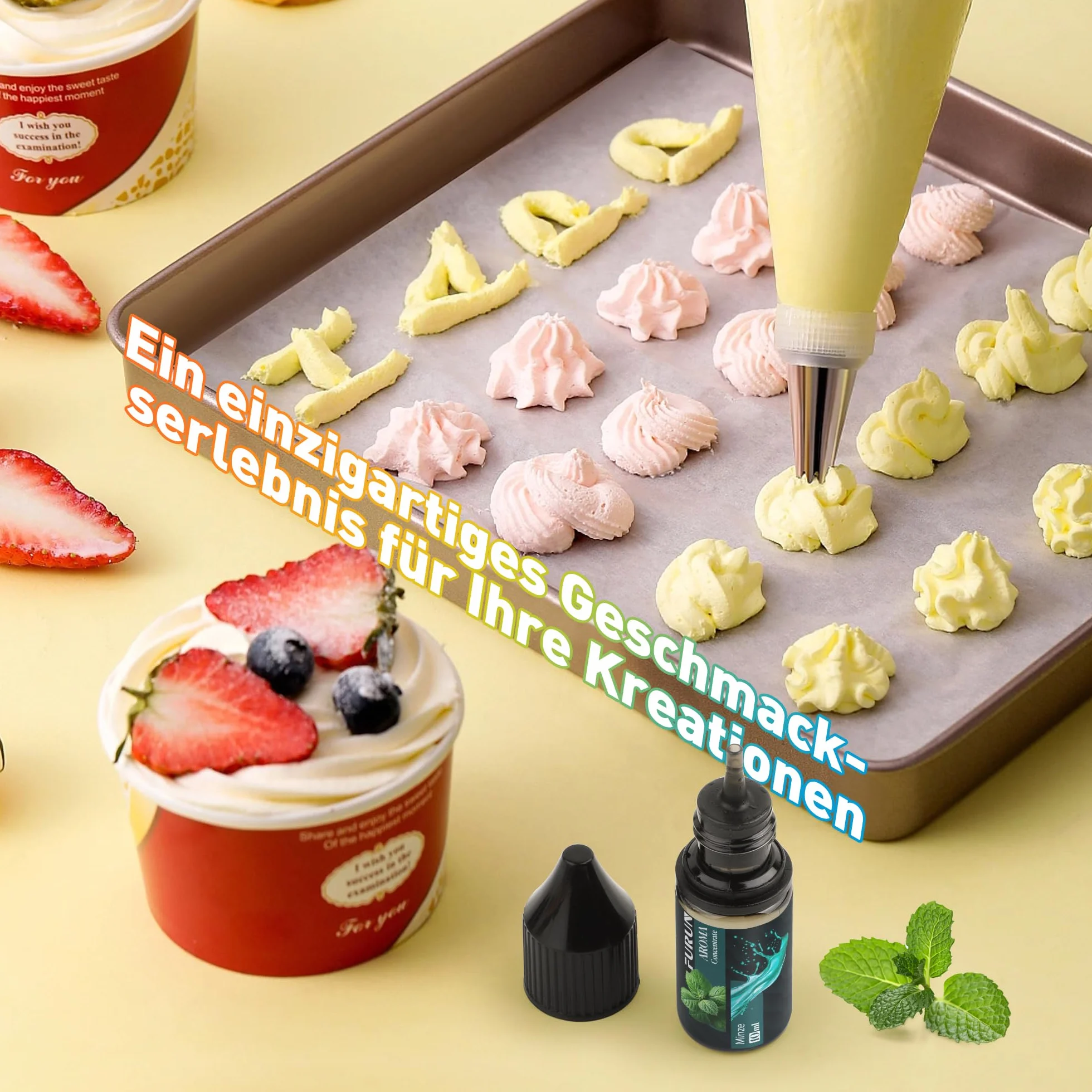 Koncentrat Aromatu 5x10ml - Wysokie Stężenie, do Gotowania i Pieczenia (Owoce Mieszane, Mięta, Cytrus Pomarańcza, Wanilia, Mango)