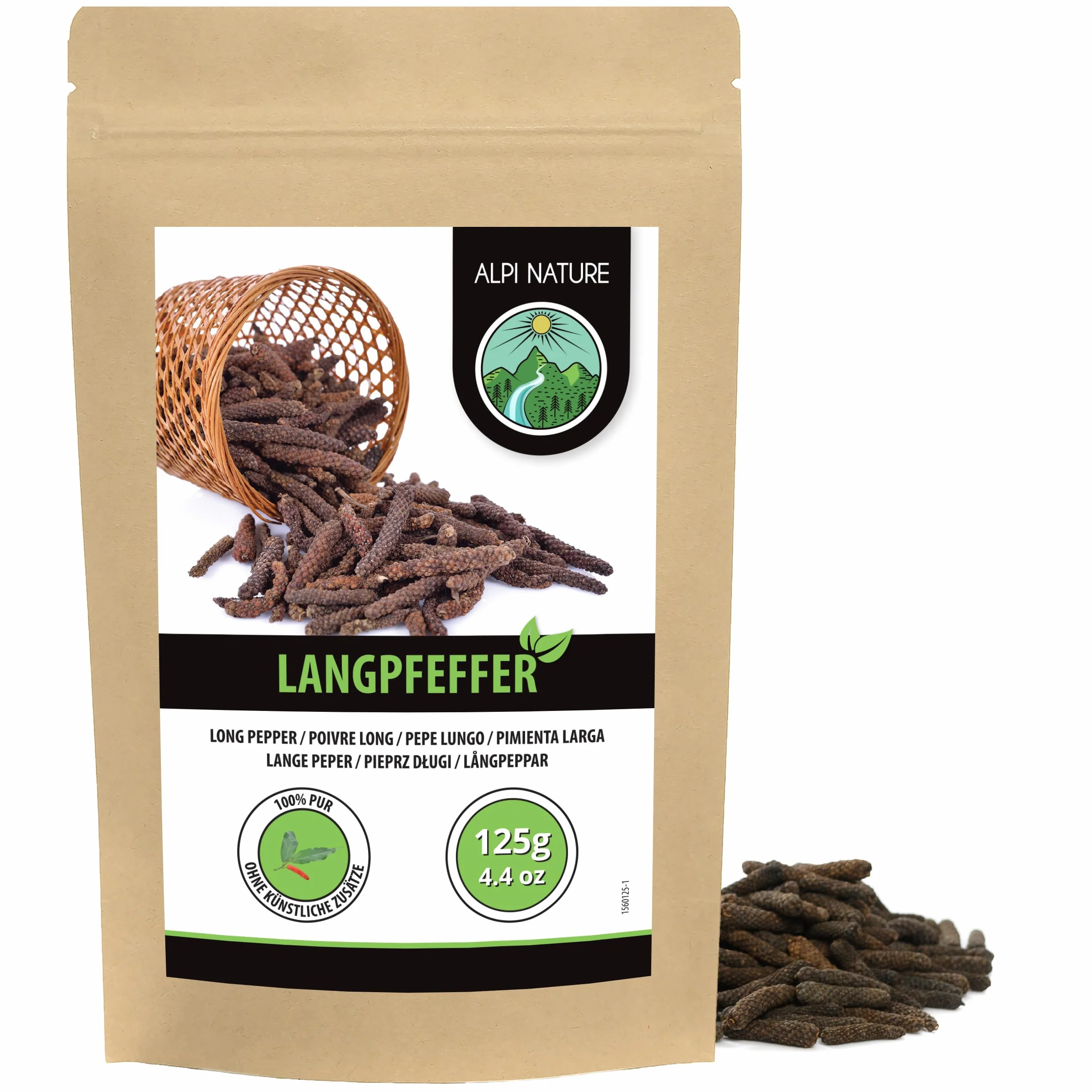 Alpi Nature Pepper Lang całkowicie (125 g) pręty pieprzowe w 100% naturalne oczywiście bez dodatków wegańskie