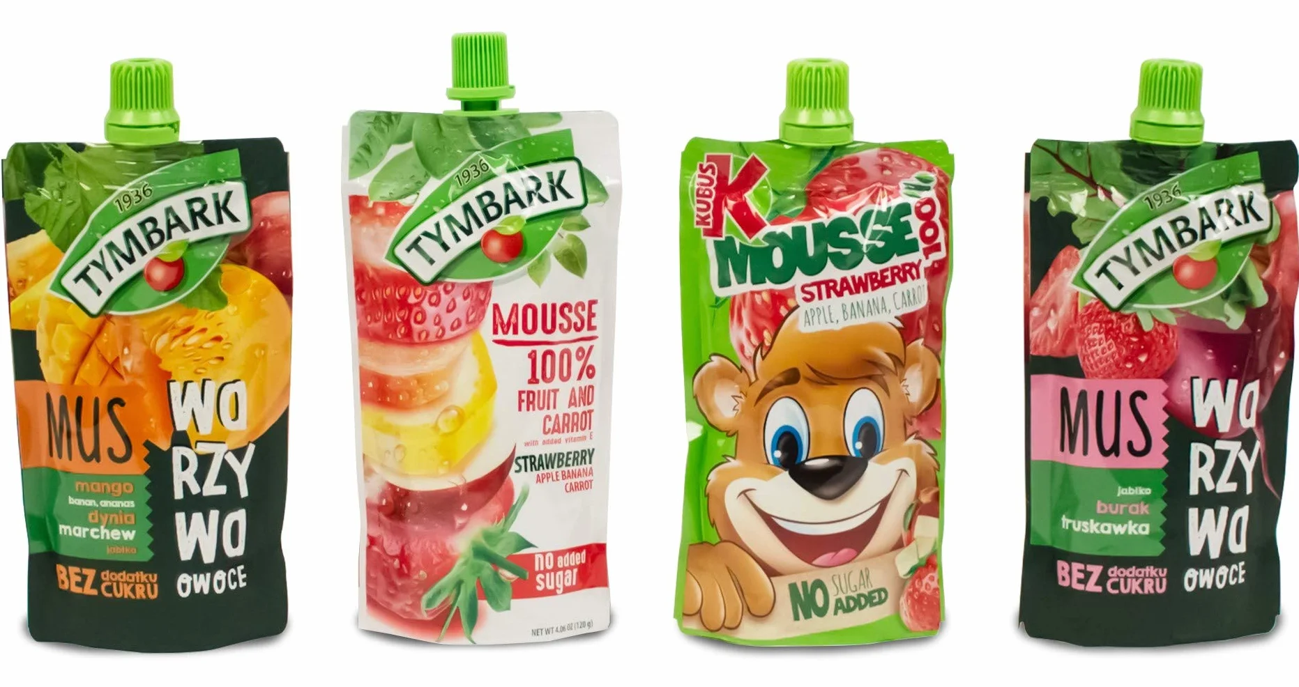 Tymbark Mus Owocowo-Warzywny Mango-Banan-Ananas-Dynia-Marchew-Jabłko Bez Cukru Z Witaminą C 100g x 12 szt
