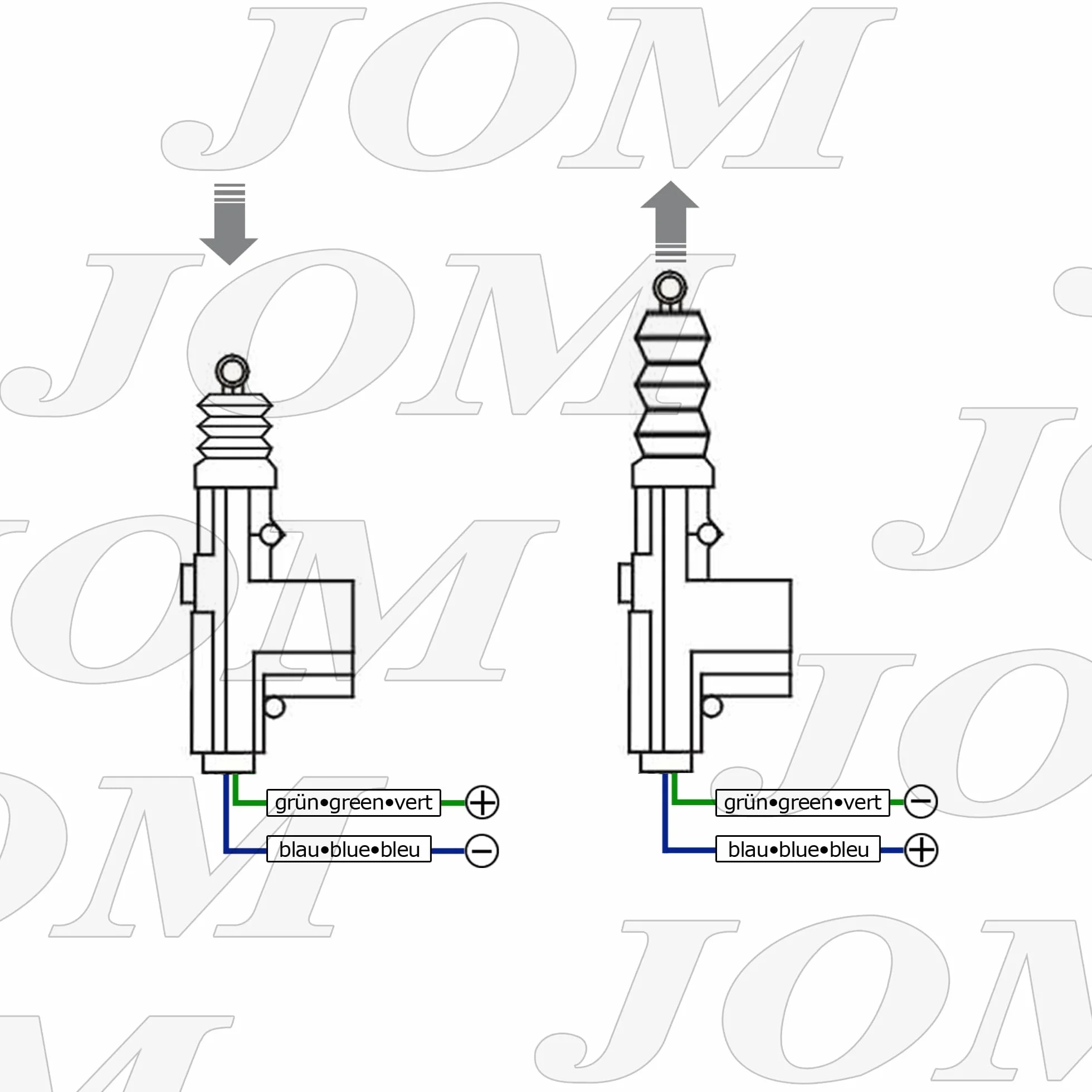 JOM Car Parts & Car Hifi GmbH 7103-1 uniwersalny silnik nastawczy, 2-biegunowy, zamiennik, uzupełnienie lub odblokowanie bagażnika lub w przypadku doposażenia, silnik Slave bez przełącznika