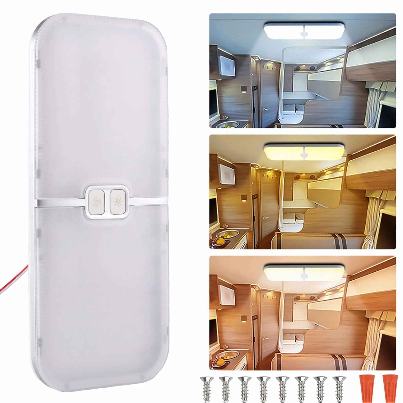 Lampy LED 12 V 15 W 204 diody LED ściemniane białe żółte ciepłe światło do przyczepy kempingowej samochodów