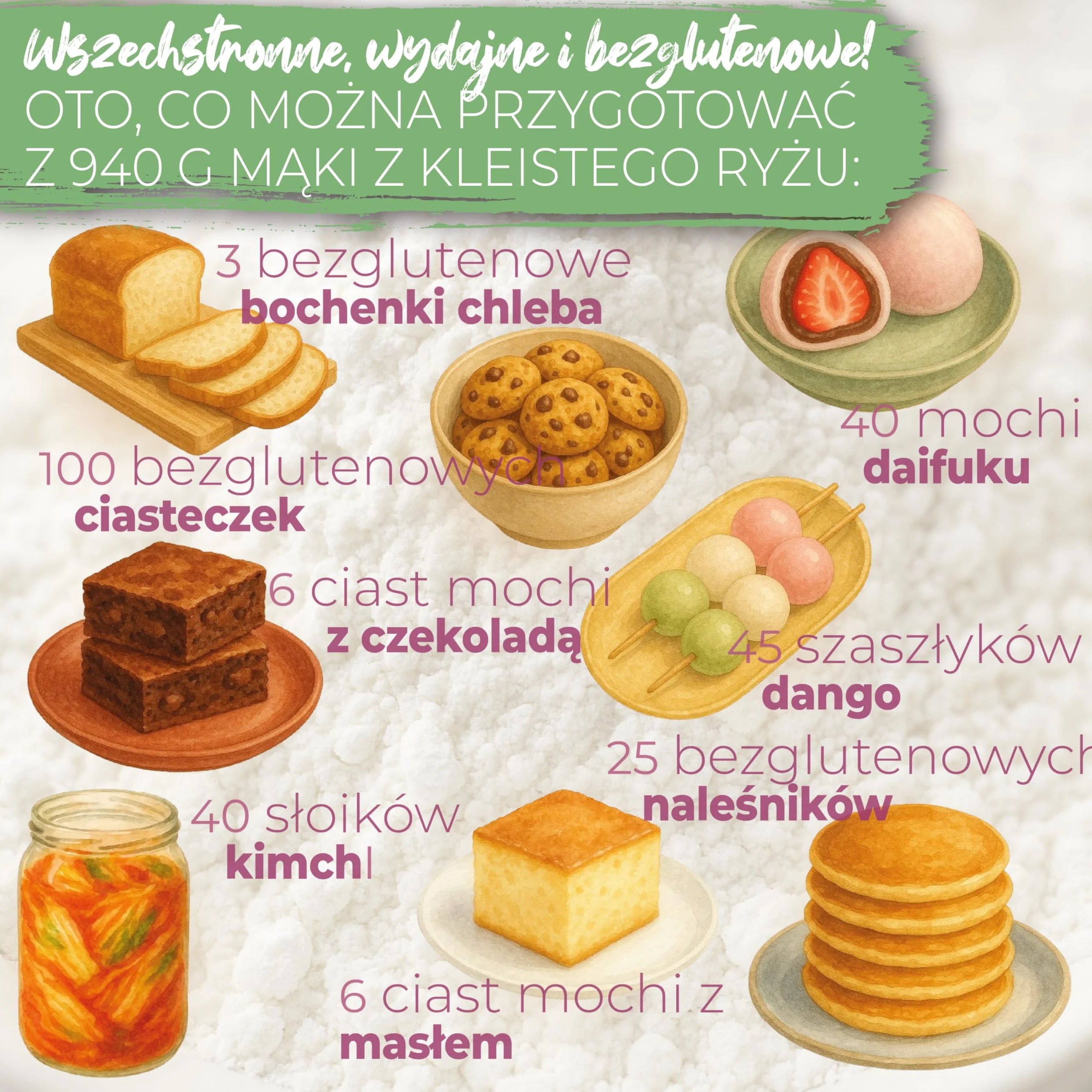 FUJIMAN mąka ryżowa kleista (glutinous) | idealna do japońskich mochi, dango i bezglutenowego pieczenia | wegańska, bezglutenowa (1 × 940 g) (940 g)