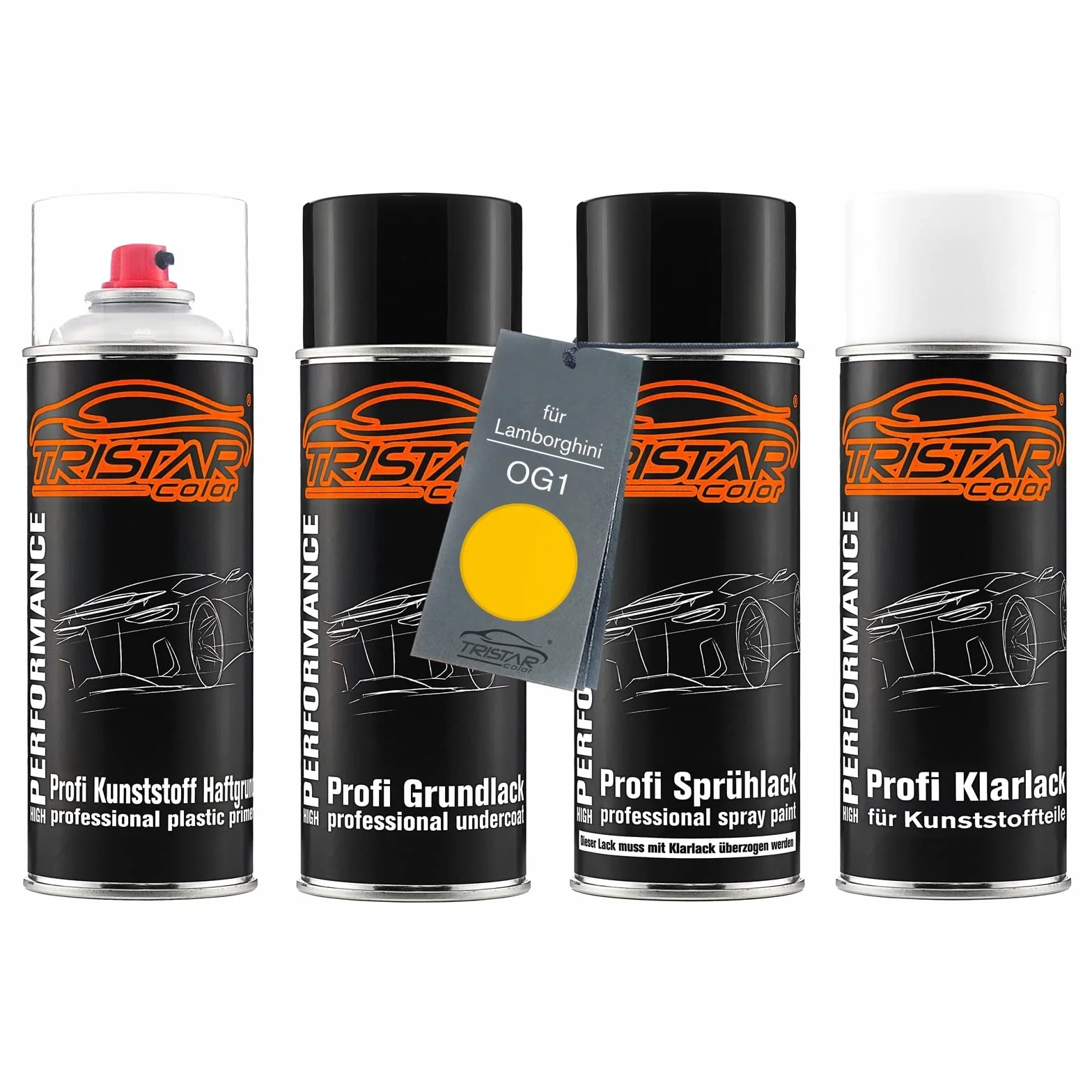 TRISTARcolor Zestaw w sprayu Lakier samochodowy do zderzaka z tworzywa sztucznego dla Lamborghini OG1 Giallo Midas Perl