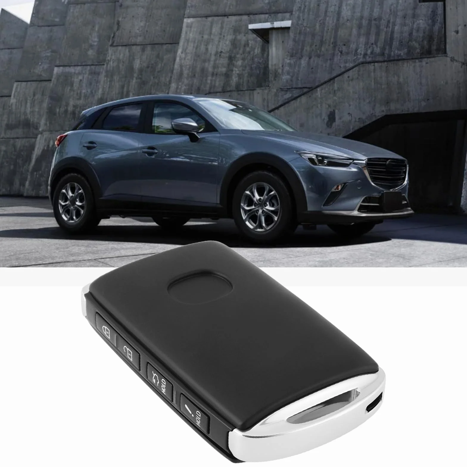 ECSiNG Samochodowa obudowa kluczyka z 4 przyciskami kompatybilna z Mazda CX-3 CX-30 2020-2021 CX-5 2019-2022 CV