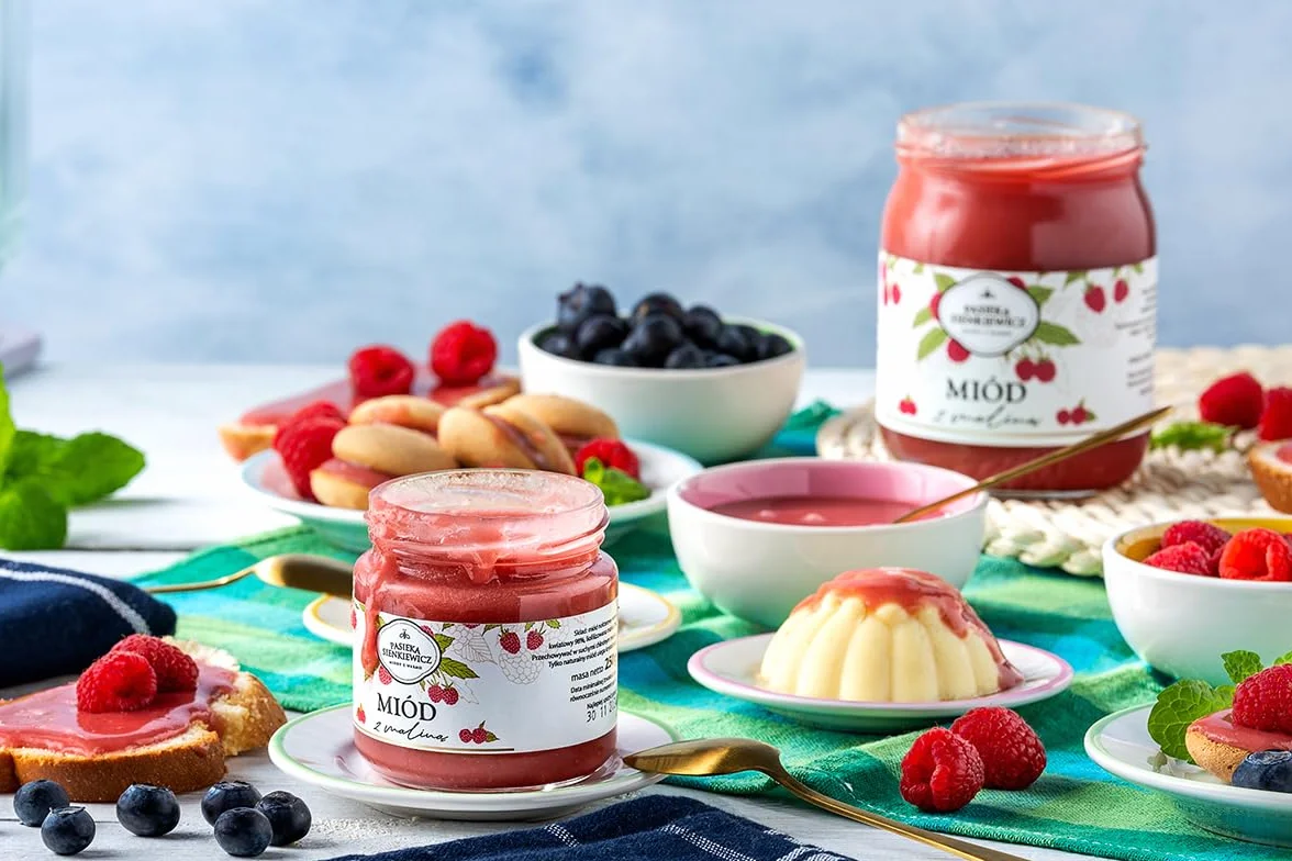 Miód z Maliną 250g Naturalny Kremowany z Owocami i Ziołami