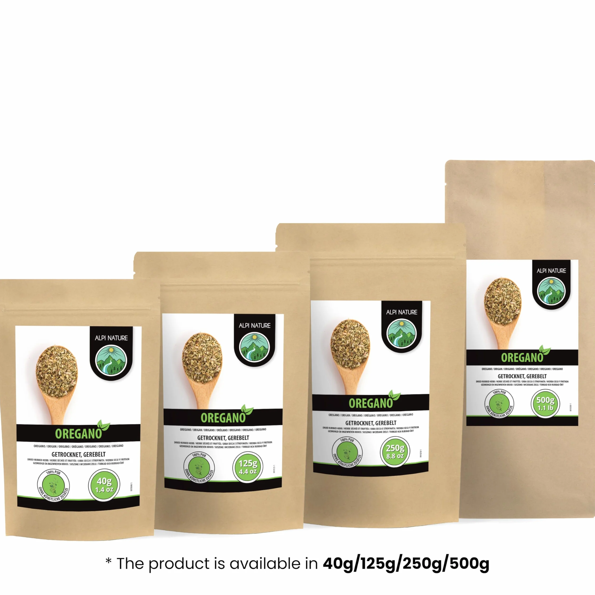 Alpi Nature Suszone Oregano 250g, Rozcierane Ziele Oregano do Gotowania, Makaronów i Pizzy