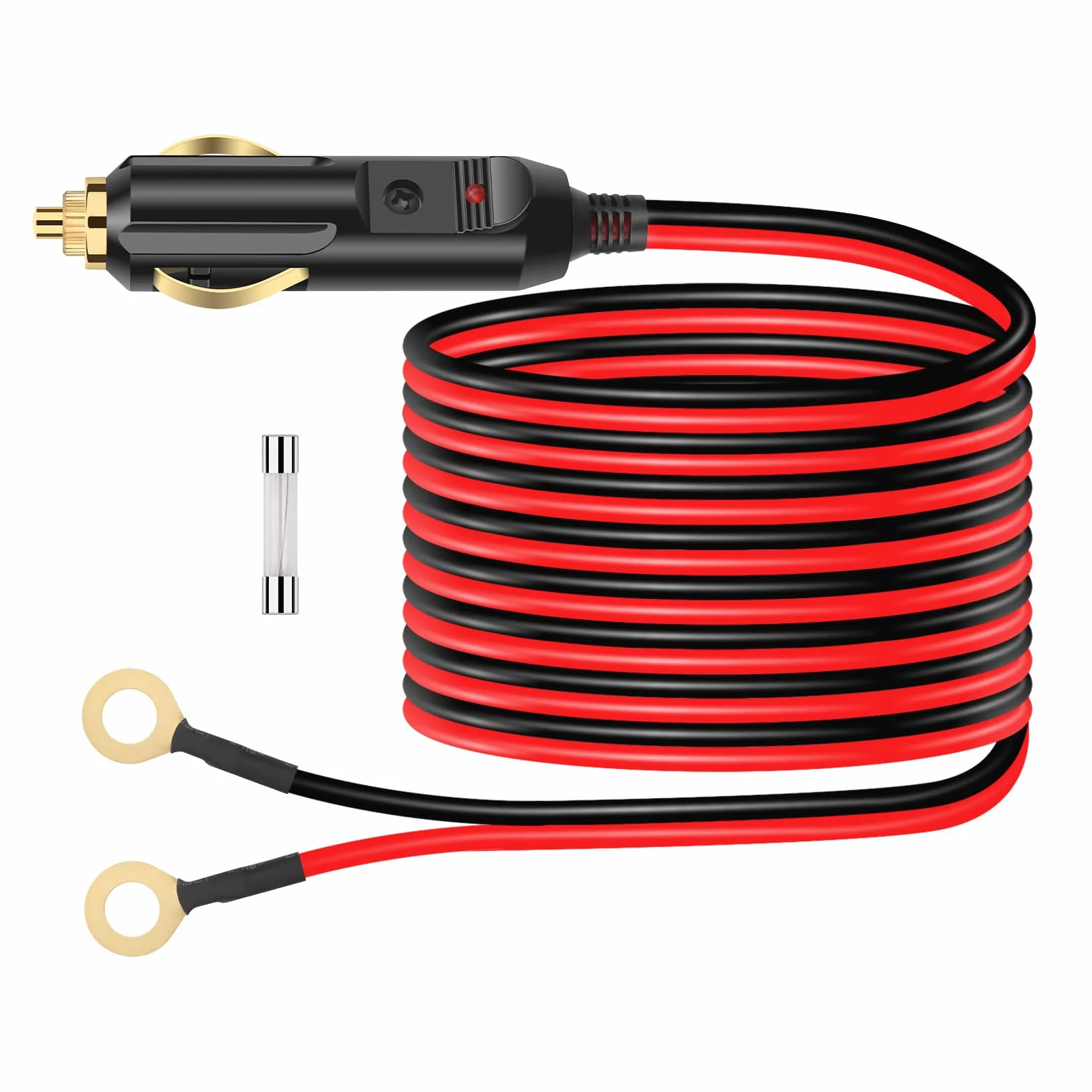 Adapter do gniazda zapalniczki samochodowej z kablem 12 V 24 V z zaciskami z oczkami 2 m