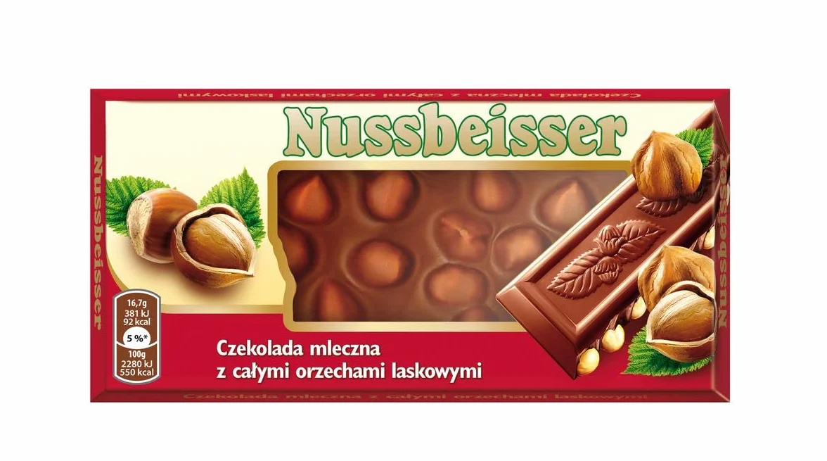 Nussbeisser Czekolada mleczna z całymi orzechami laskowymi 100 g
