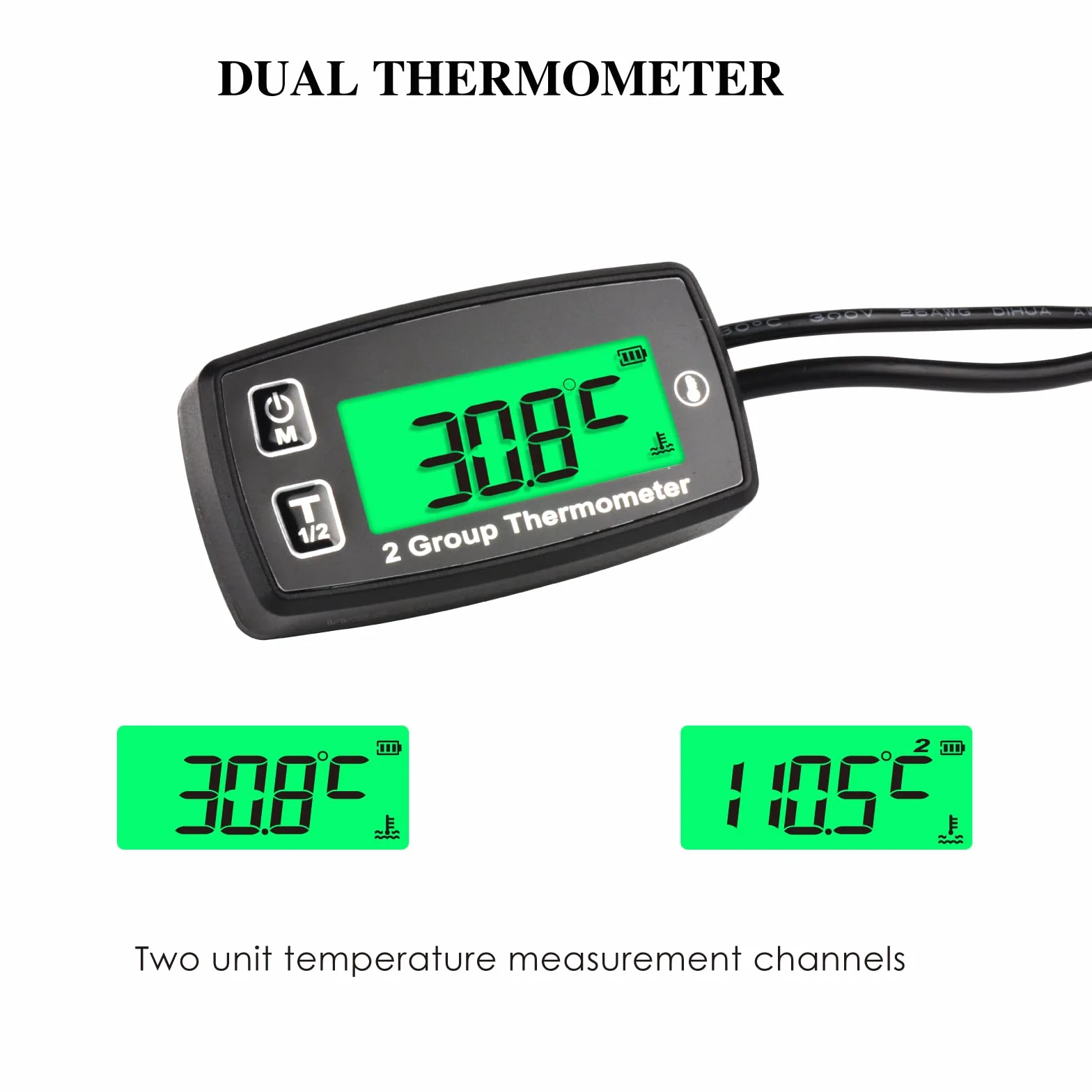 Cyfrowy termometr silnika z podwójnym wyświetlaczem LCD miernik temperatury termometr motocyklowy alarm temperatury wywrotka skuter silnik zaburtowy morski skuter śnieżny