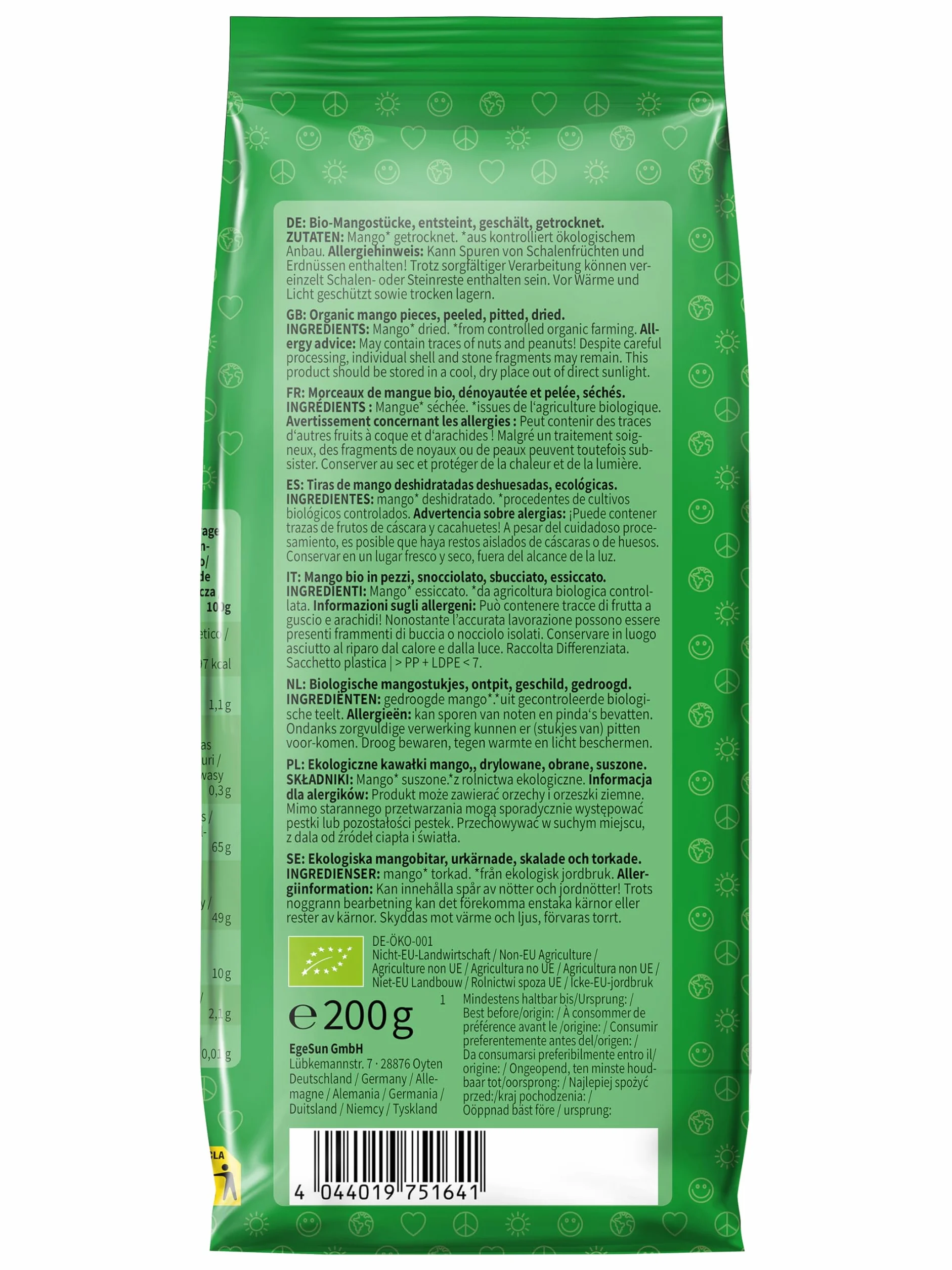 Mundo Feliz Organiczne Suszone Paski Mango, 3 X 200 G