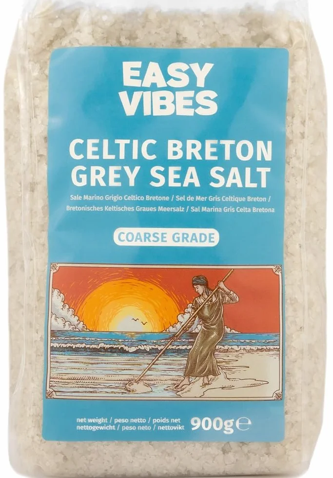 Easy Vibes - Sól Celtycka - Bretońska Sól Morska Szara (900g) - Sól Gruba | Nierafinowany | Naturalne | Bez konserwantów