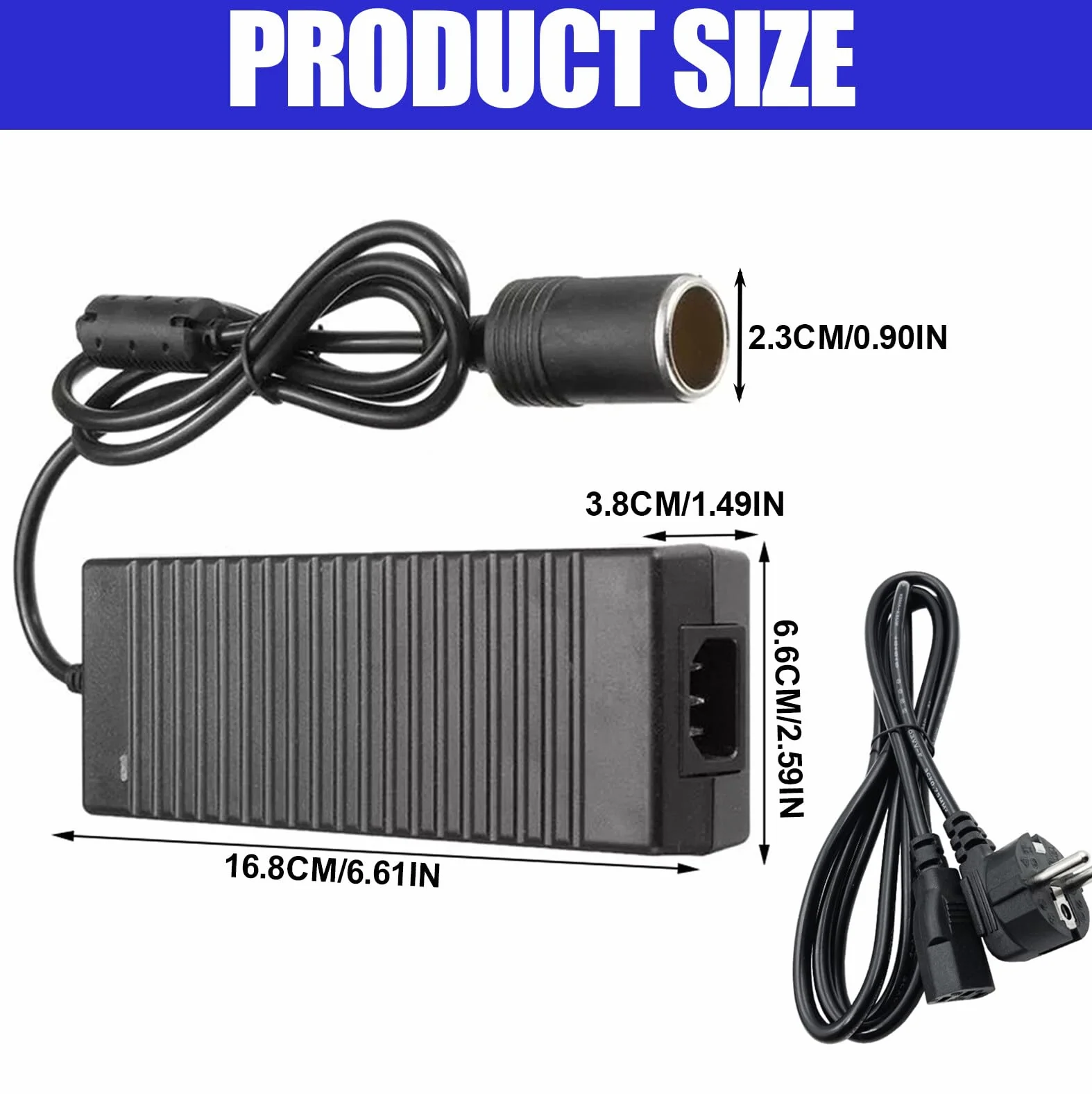 Przetwornica napięcia 230 V na 12 V, 180 W/15 A, adapter inwerterowy z wtyczką zapalniczki samochodowej, zasilacz AC na DC do chłodnicy, odkurzacza samochodowego