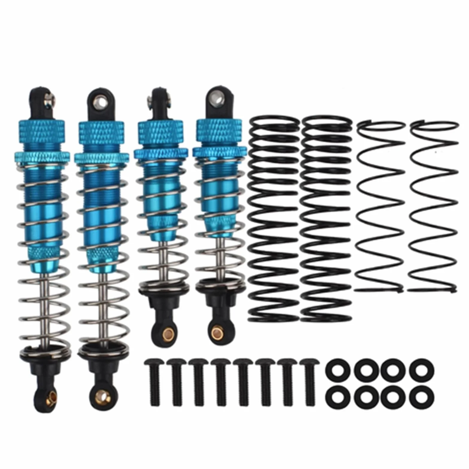 1/10 RC przedni tylny amortyzator 4-pak aluminiowych amortyzatorów do Tamiya DT-02 DF-02 DT-03 TT-02B 1/10 RC części zamienne (niebieski)