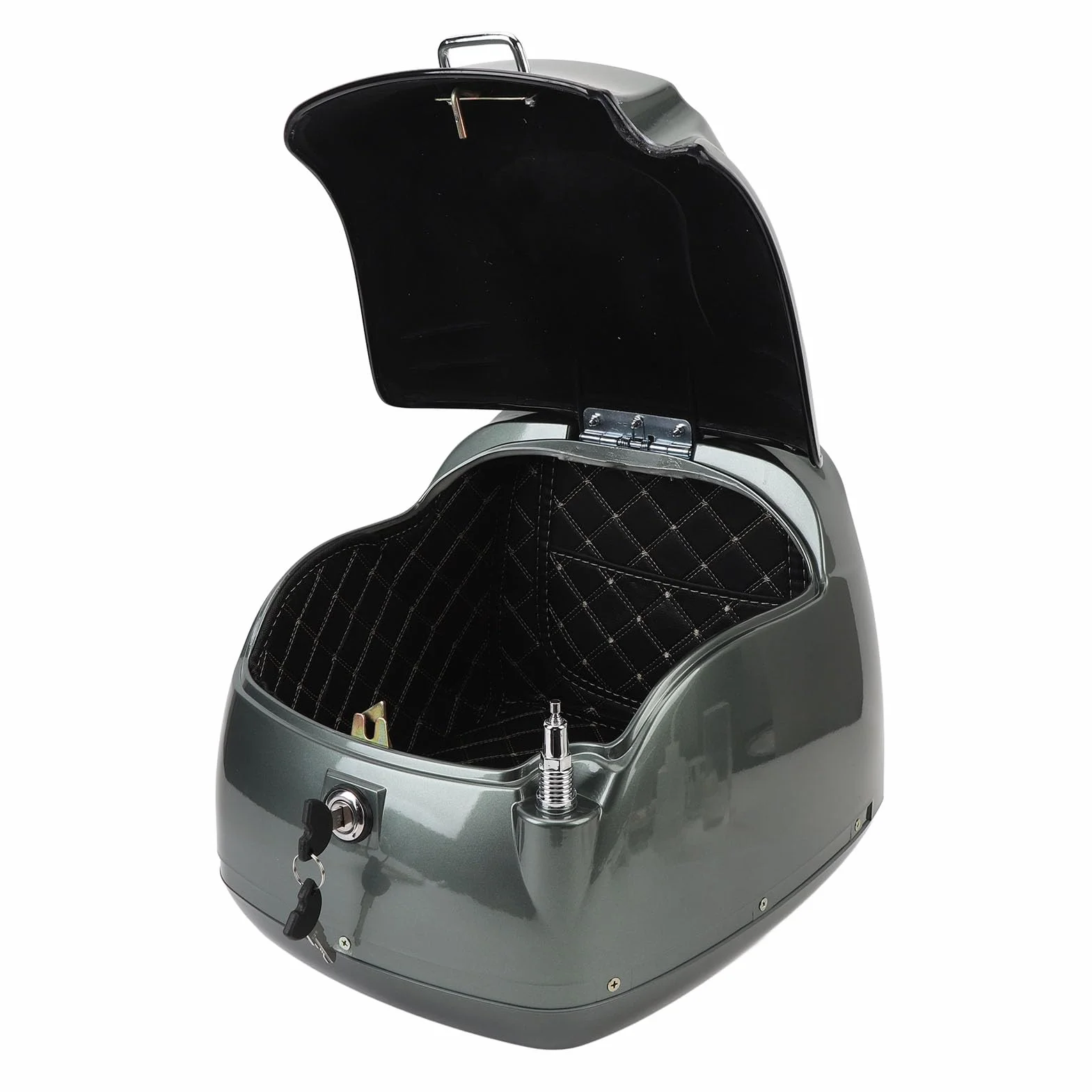 38L Retro Motorcycle Tail Box, Wodoodporne Bagażnik Górny, łatwa Instalacja dla Skuterów Motocyklowych o Silnej Zdolności Adaptacyjnej, Materiału ABS, Blokadzie Kluczy (Ti)