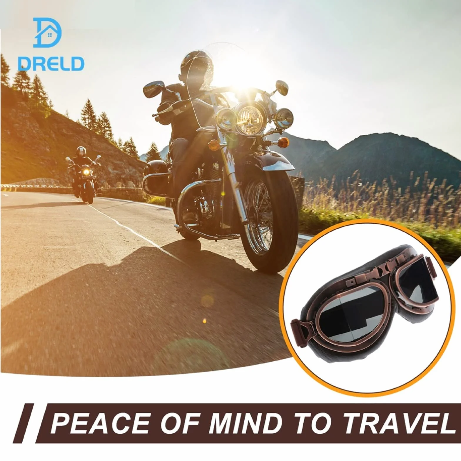 Dreld Vintage Motocykl Krążownik Gogle Okulary Przeciwsłoneczne Rower Wyścigowy Cruiser Touring Pół Kask