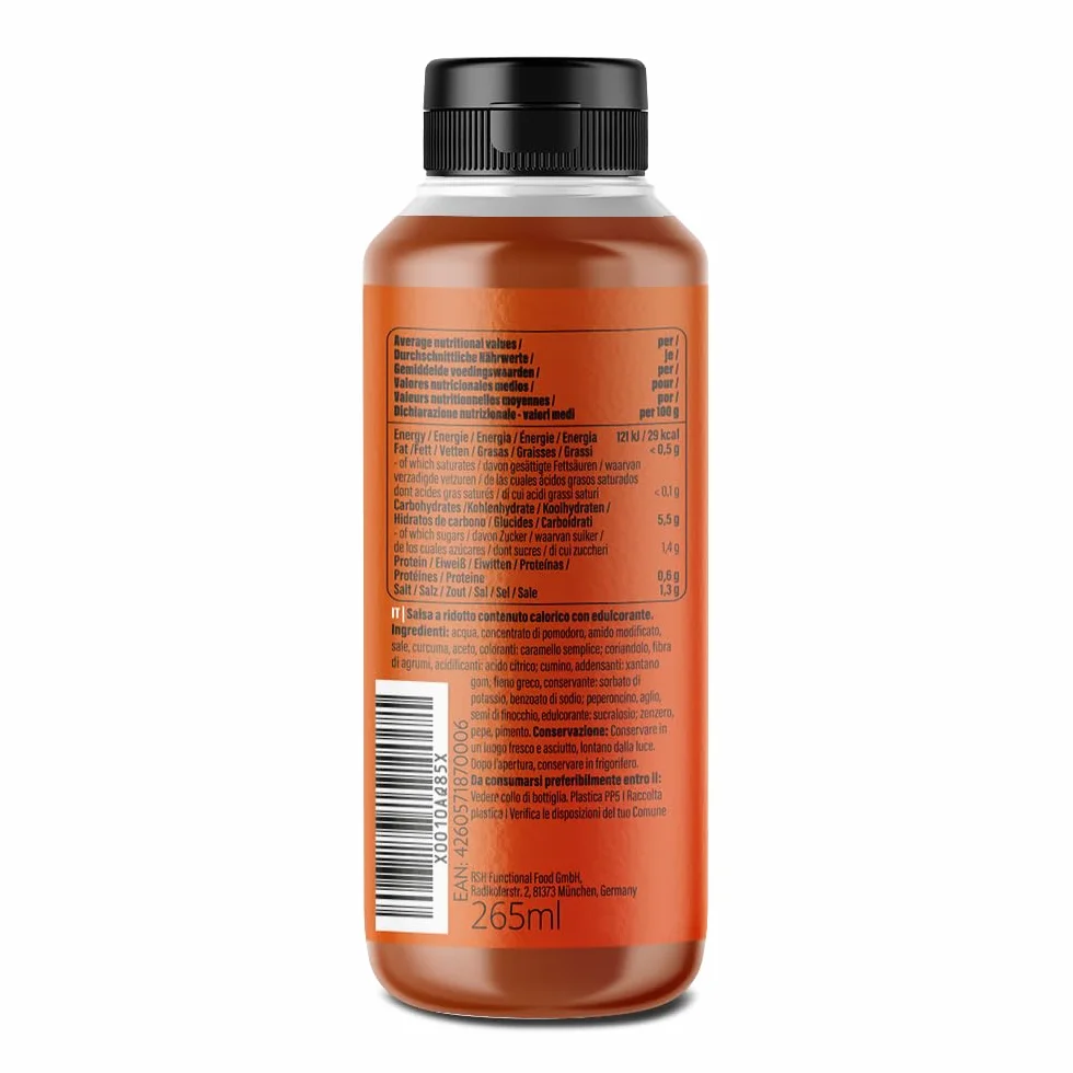 GymQueen Mamma Mia Zero Sauce Ketchup curry o niskiej zawartości kalorii, bez tłuszczu i cukru 265 ml