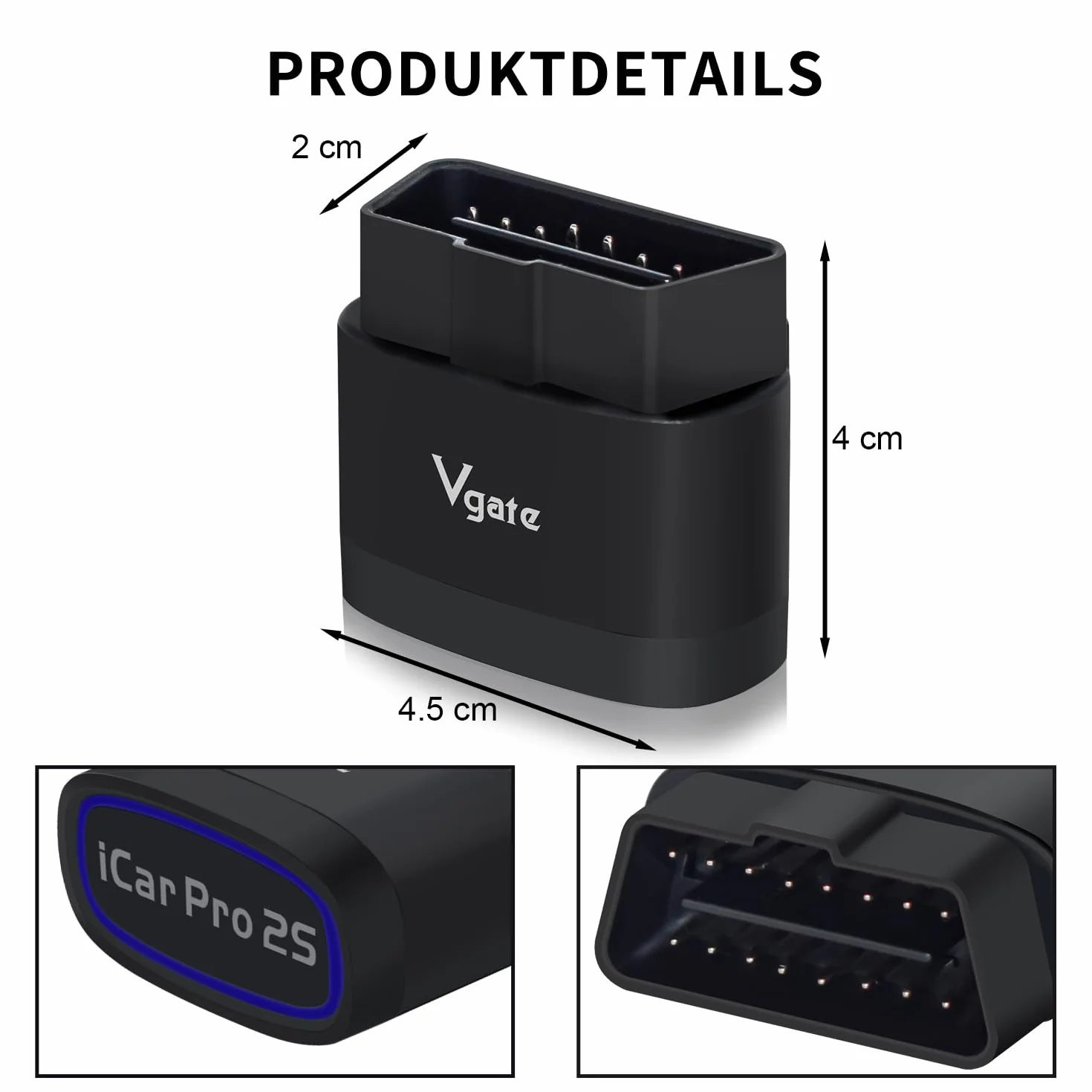 Vgate iCar Pro 2S Bluetooth OBD2 narzędzie diagnostyczne do systemów iOS, Android i Windows, narzędzie do skanowania samochodu obsługuje pojazdy elektryczne i hybrydowe