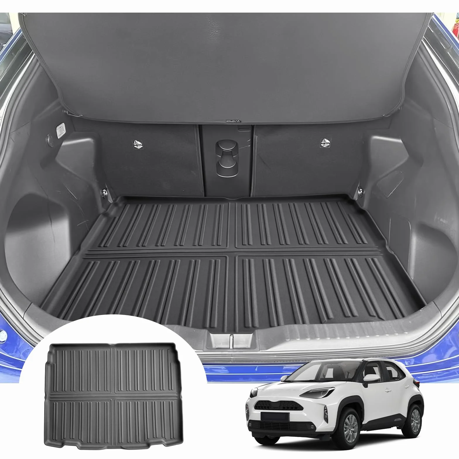 GAFAT Mata do bagażnika Toyota Yaris Cross/Hybrid 2021-2026 2027, łatwa do złożenia, wkładka do bagażnika TPE, oryginalna krawędź 3D Scan High Edge, akcesoria Yaris Cross 2025 [górna podłoga bagażnika