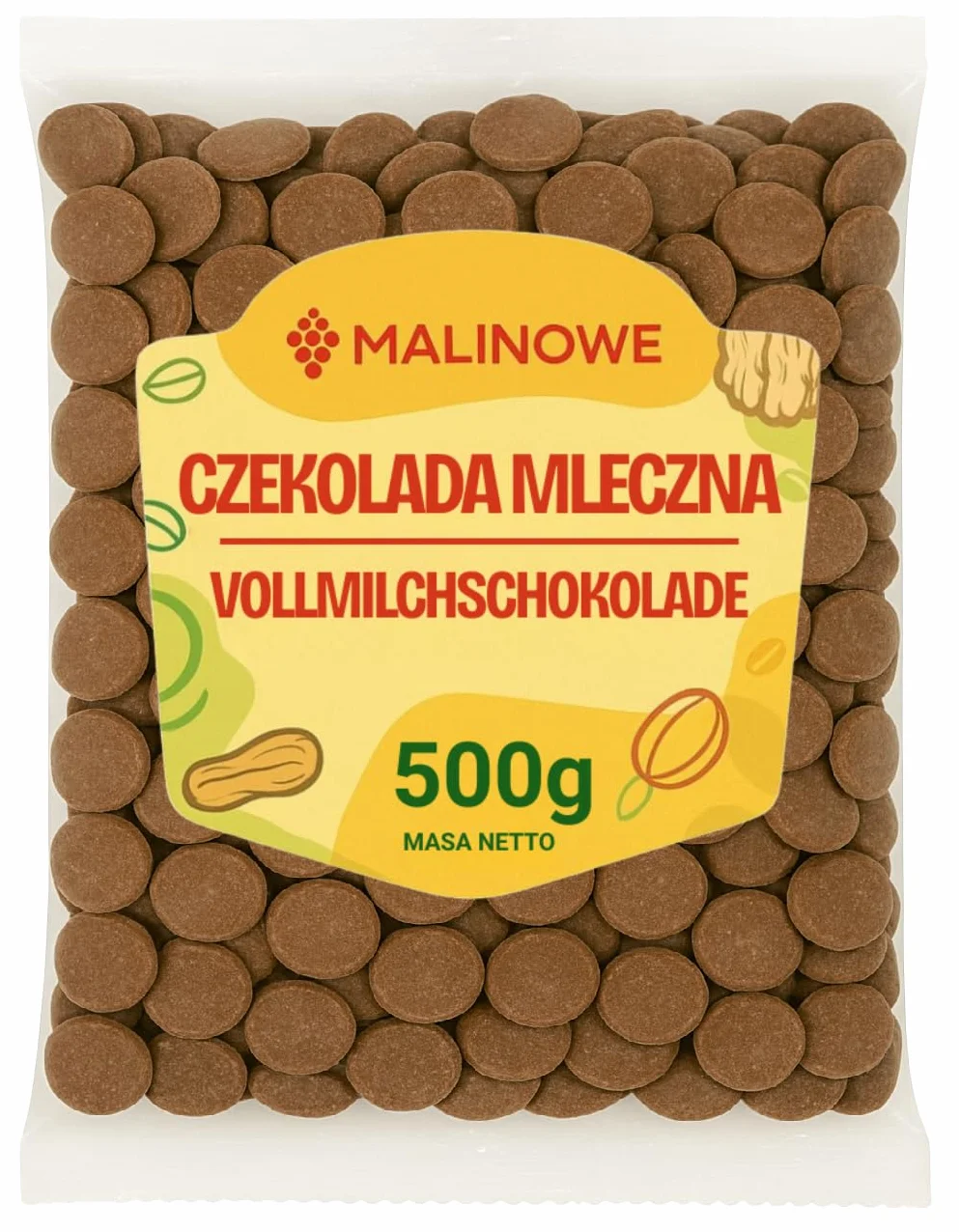 Malinowe CZEKOLADA MLECZNA 500g Czekolada Deserowa Kaletki