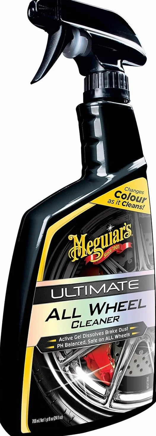 Meguiar's G180124EU Ultimate All Wheel Cleaner środek do czyszczenia felg, czyści wszystkie powierzchnie felg, usuwa kurz z hamulców i brud, neutralny pH, 709 ml