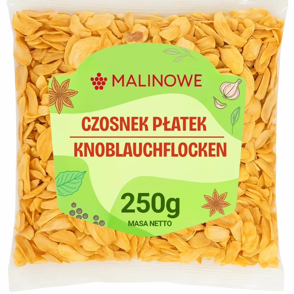 Malinowe CZOSNEK SUSZONY PŁATEK 250g Czosnek Płatki Aromatyczne Premium