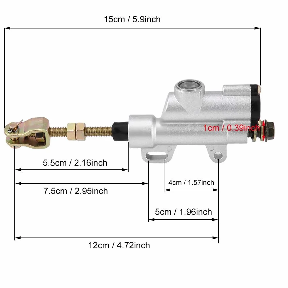 KIMISS Pompa hydrauliczna tylnego hamulca nożnego for motocykl ATV cross, cylinder główny, srebrny