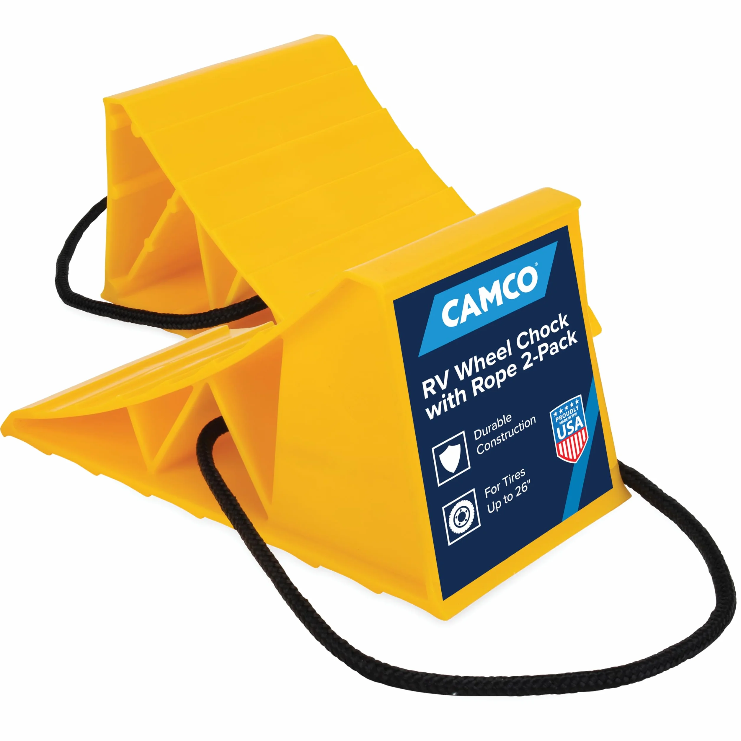 Camco 44471 Klin do kół z liną, 2 sztuki, zestaw 2 szt