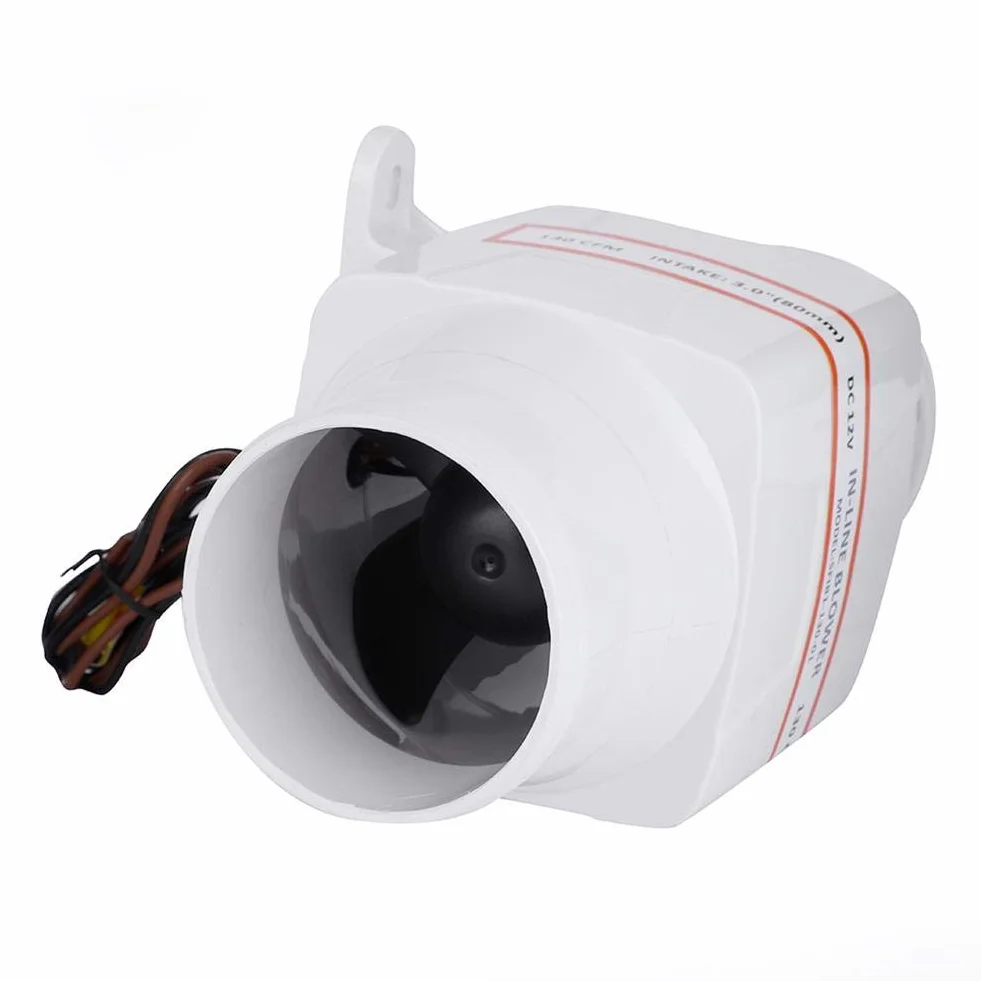 Wentylator kanałowy dmuchawy powietrza 7,6 cm, DC 12 V, cichy w linii, morski dmuchawa zęzowa, wyciszony, mocny ekstraktor, wentylator kanałowy do pięknych jachtów, budynków, przyczep kempingowych
