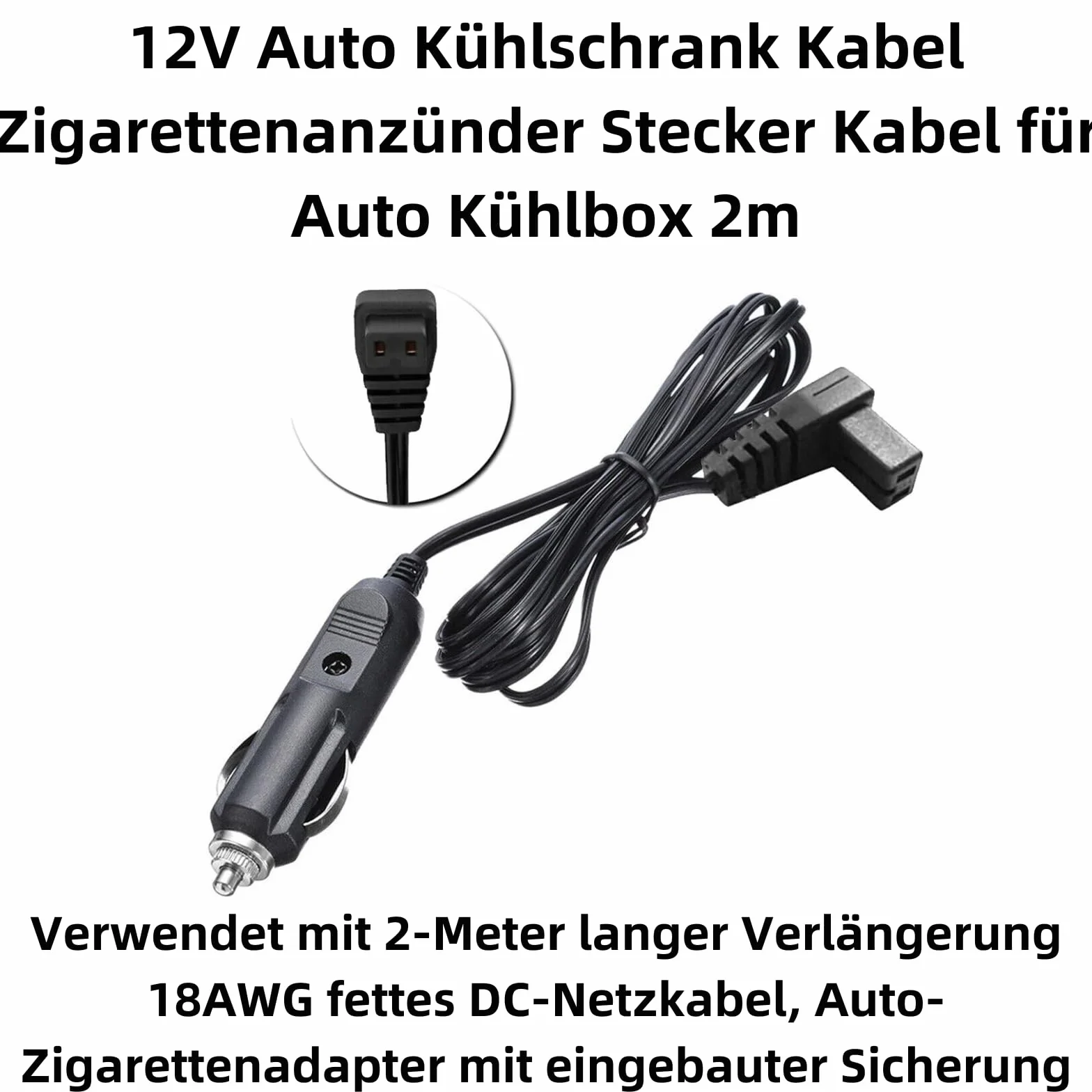 H05CS2 m kabel do lodówki samochodowej 12 V/24 V DC, 2-pinowy wtyk do zapalniczki samochodowej, trwały 2-biegunowy kabel zamienny do lodówek samochodowych – uniwersalny do chłodziarek