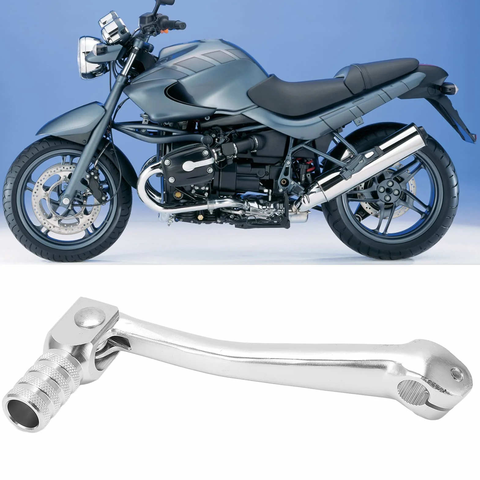 Qiilu Rozrusznik Motocykl Kick Starter Dźwignia Pedał Kick Starter Dirt Bike Wrażliwe CNC Aluminium Uniwersalne Akcesoria Motocyklowe(Srebro)
