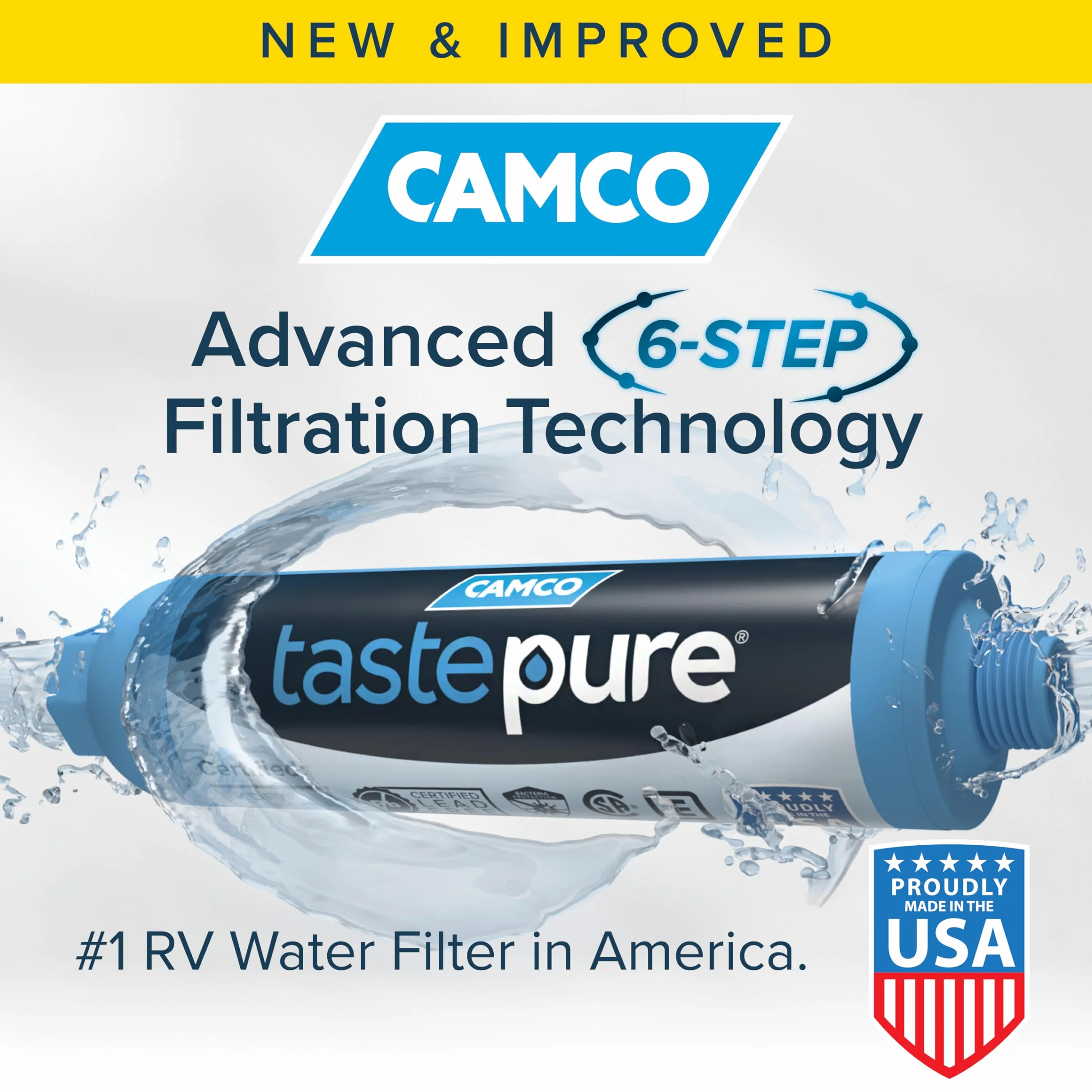 Camco 40045 TastePURE Inline RV filtr wody, znacznie redukuje nieprzyjemny smak, zapachy, chlor i osady w wodzie pitnej (2 sztuki)