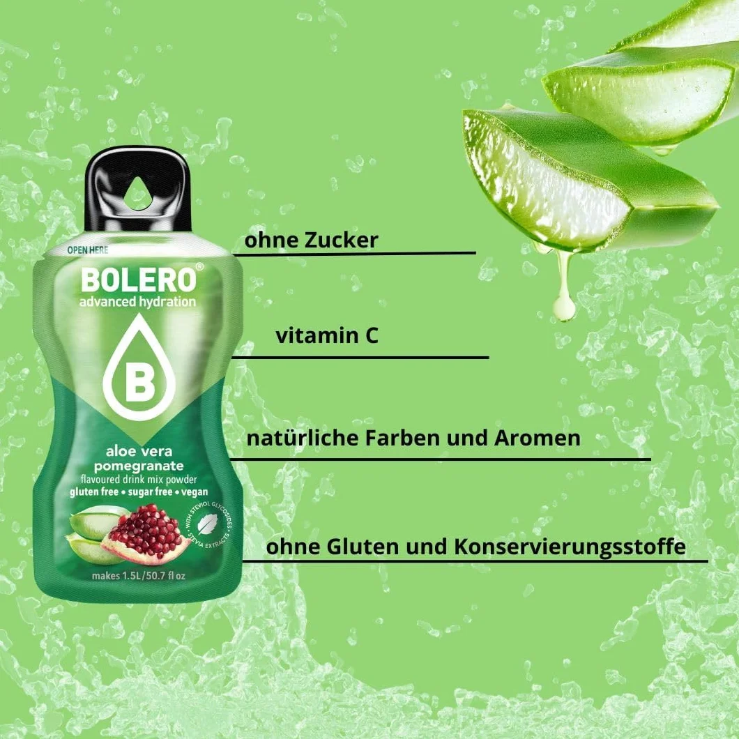 Bolero ALOE VERA POMEGRANATE 24x3g Proszek do napojów bez cukru z witaminą C bezglutenowy wegański