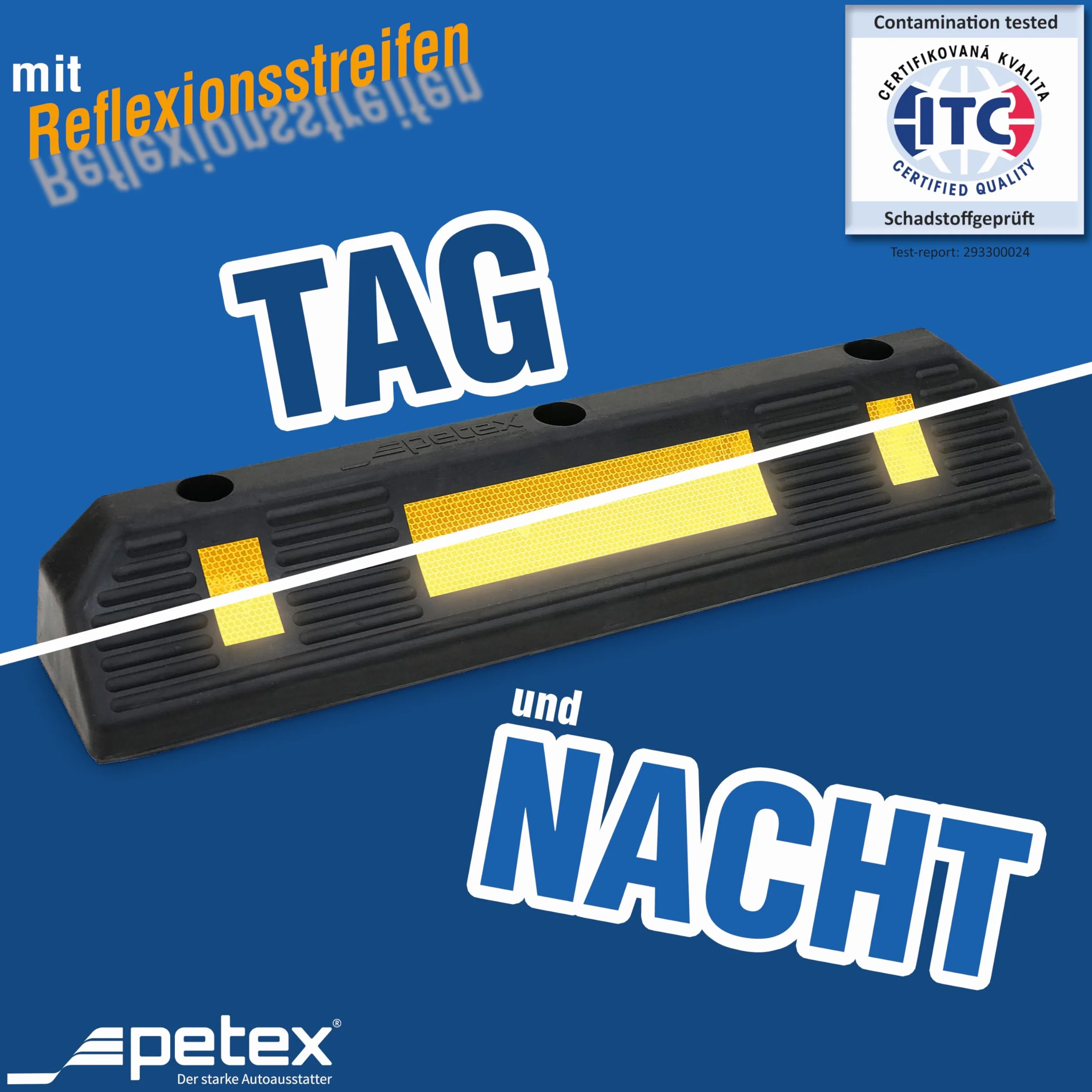 Petex 49010004 stoper garażowy z paskami odblaskowymi zgodny z ECE R 104