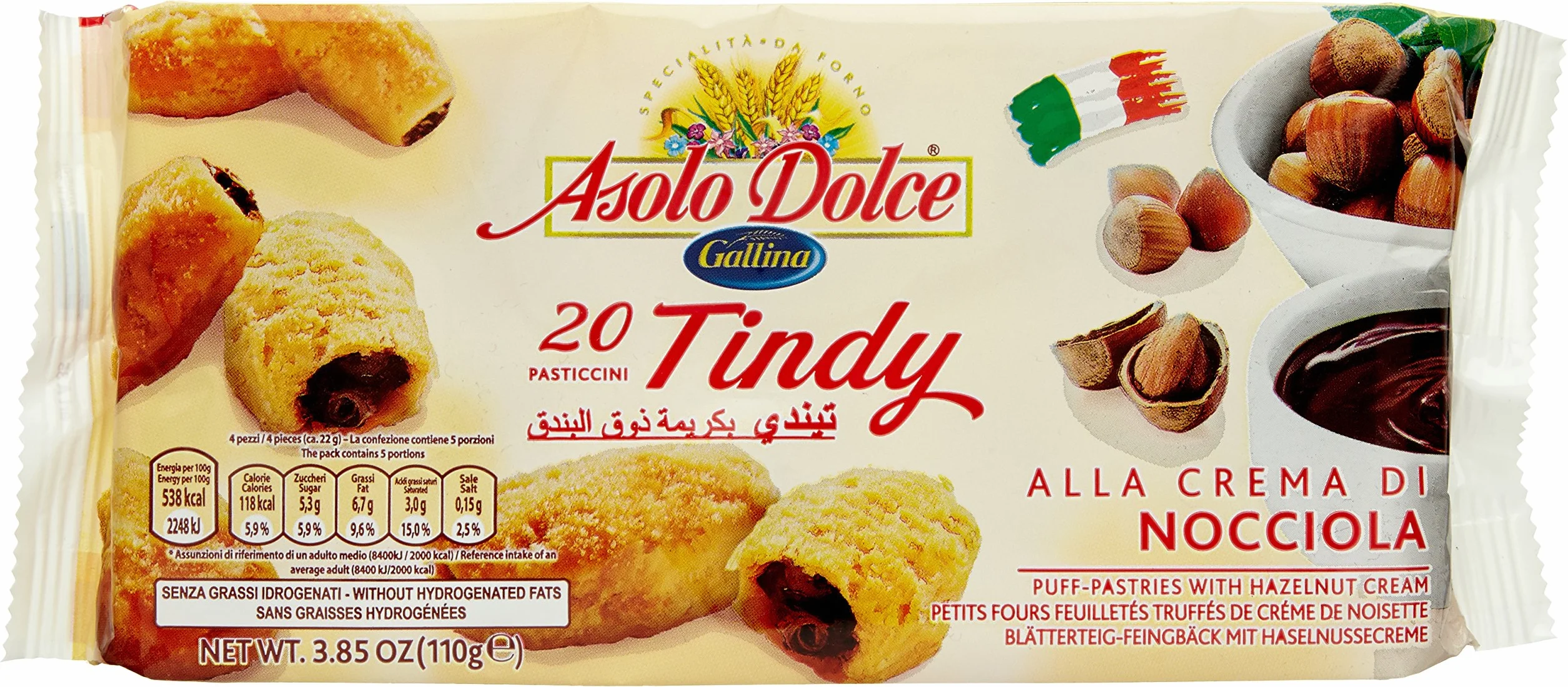Ciastka z kremem orzechowym Tindy Nocciola 110g - Asolo Dolce