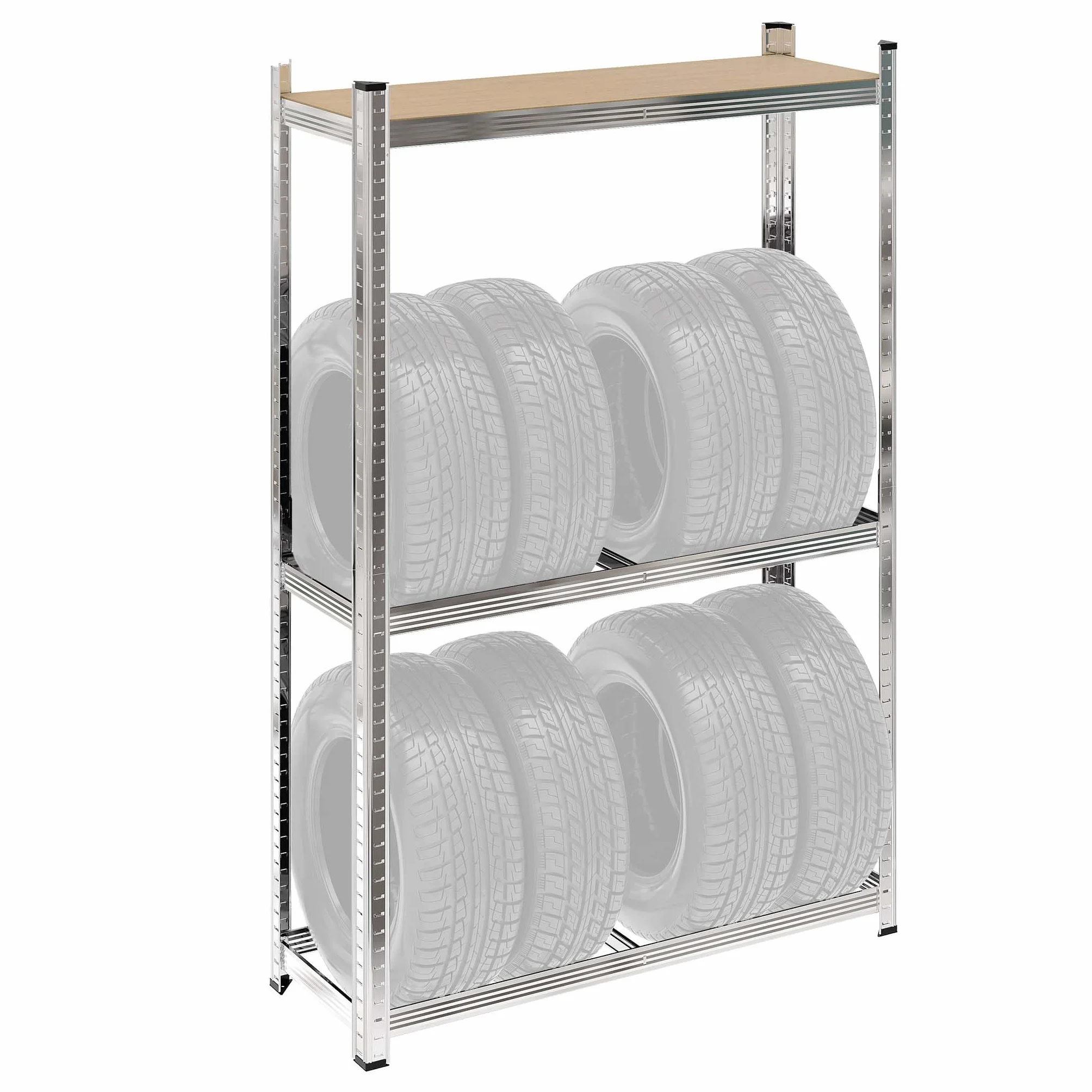 Wiltec Regał na opony do 795 kg, mieści maks. 12 opon, o kompaktowych wymiarach 180 x 120 x 40 cm, system wtykowy