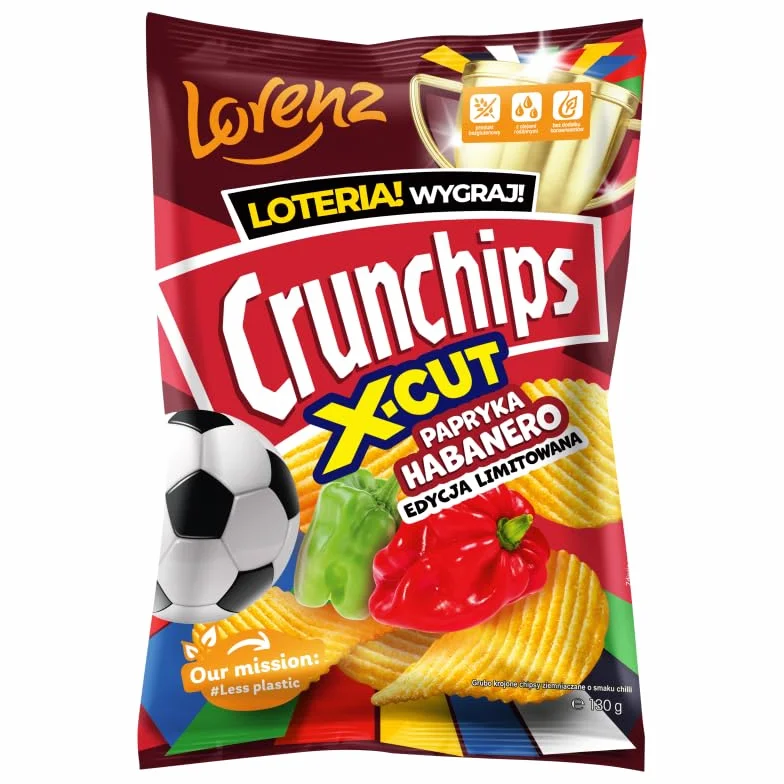 Crunchips X-Cut Chipsy ziemniaczane o smaku papryka habanero 130 g