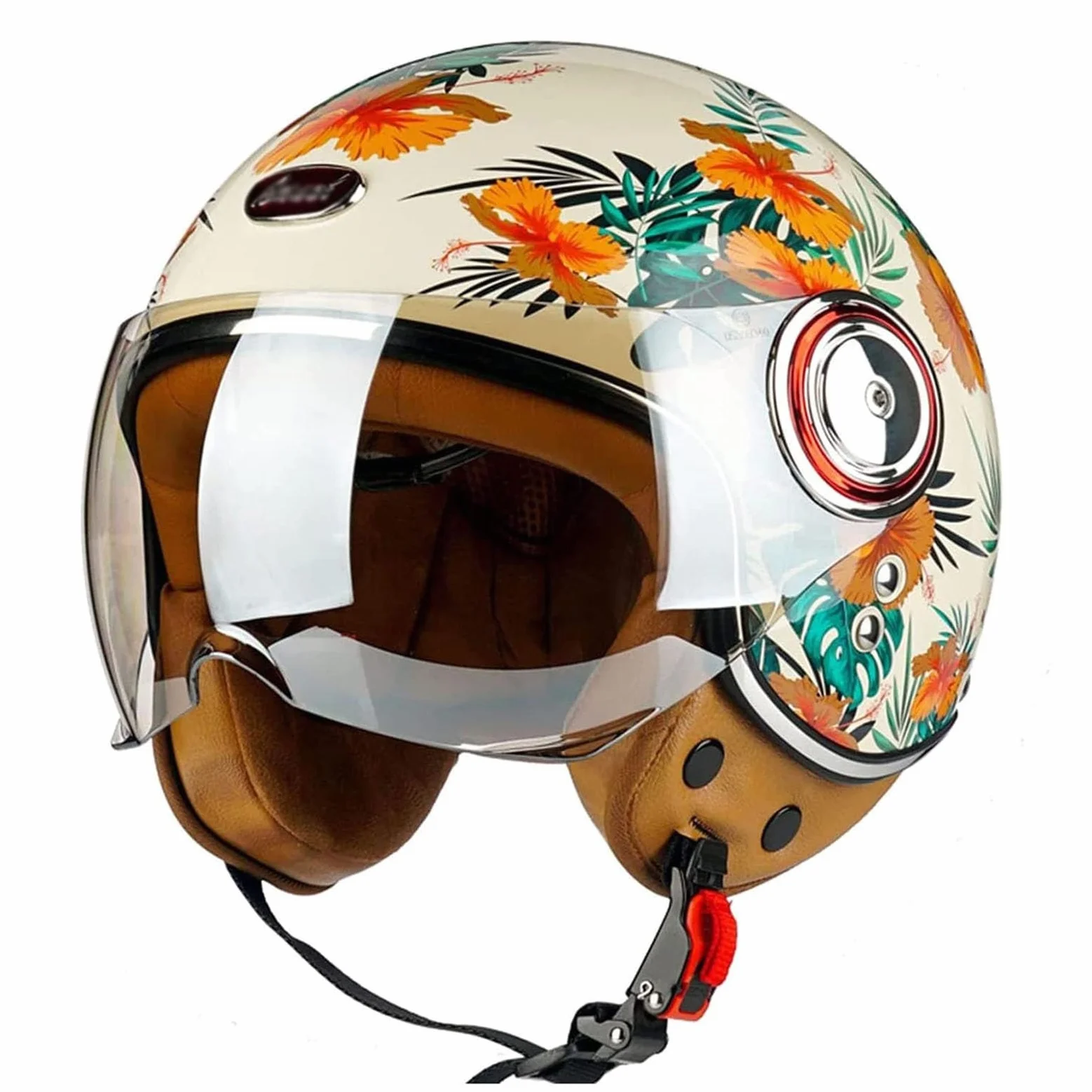 Kask motocyklowy w stylu vintage z zatwierdzoną przez ECEDOT otwartą twarzą, półkask motocyklowy w stylu vintage z osłoną przeciwsłoneczną dla dorosłych mężczyzn i kobiet