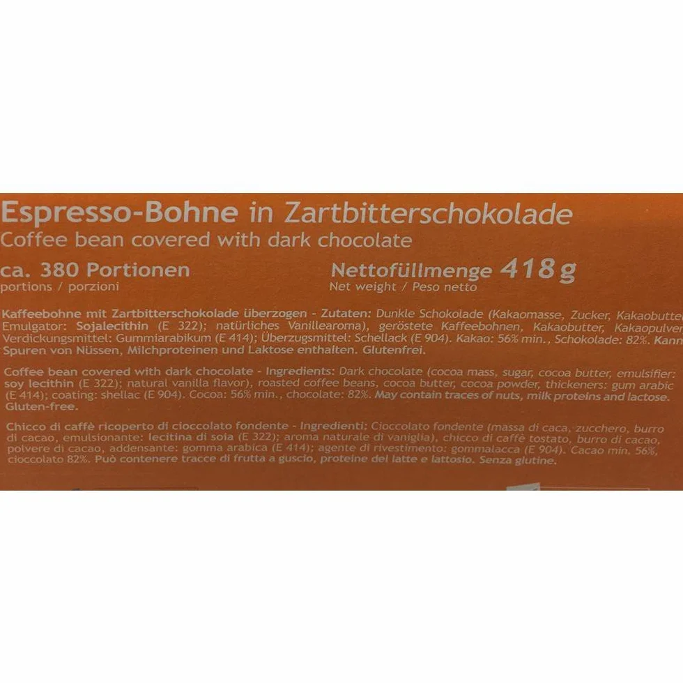 HELLMA ziarna espresso w delikatnej gorzkiej czekoladzie, 380 sztuk