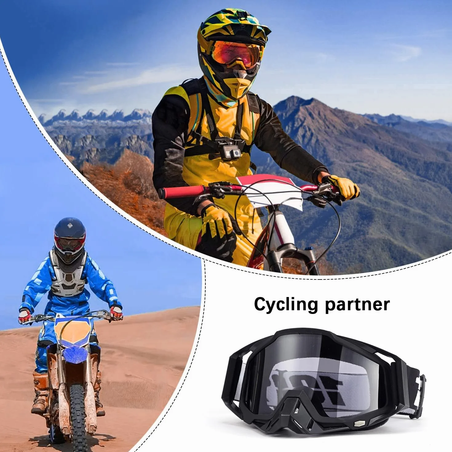 Pyłoszczelne gogle motocyklowe maska MTB motocrossowa przezroczysta