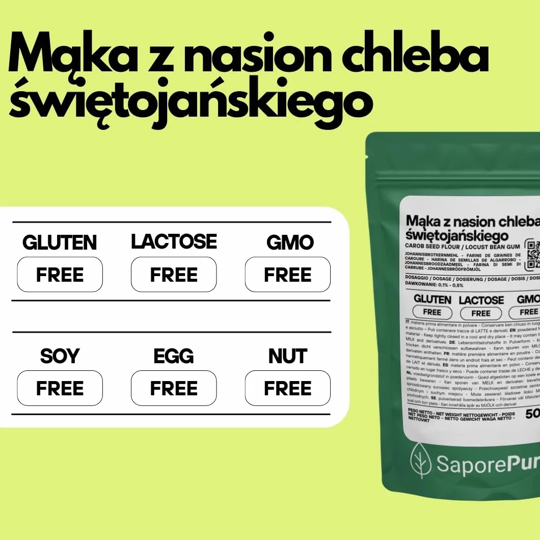 Saporepuro Mączka z nasion chleba świętojańskiego 50 g bezglutenowa zagęstnik żelujący