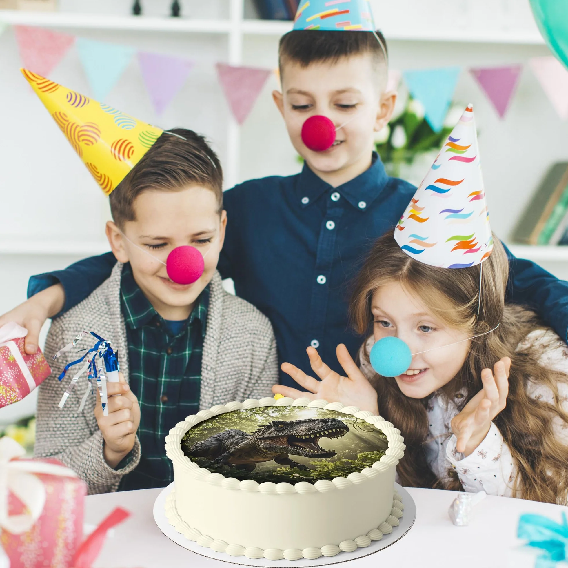 J&M DECO Opłatek na tort Dinozaury Ø20 cm – jadalna dekoracja urodzinowa bezglutenowa wegańska
