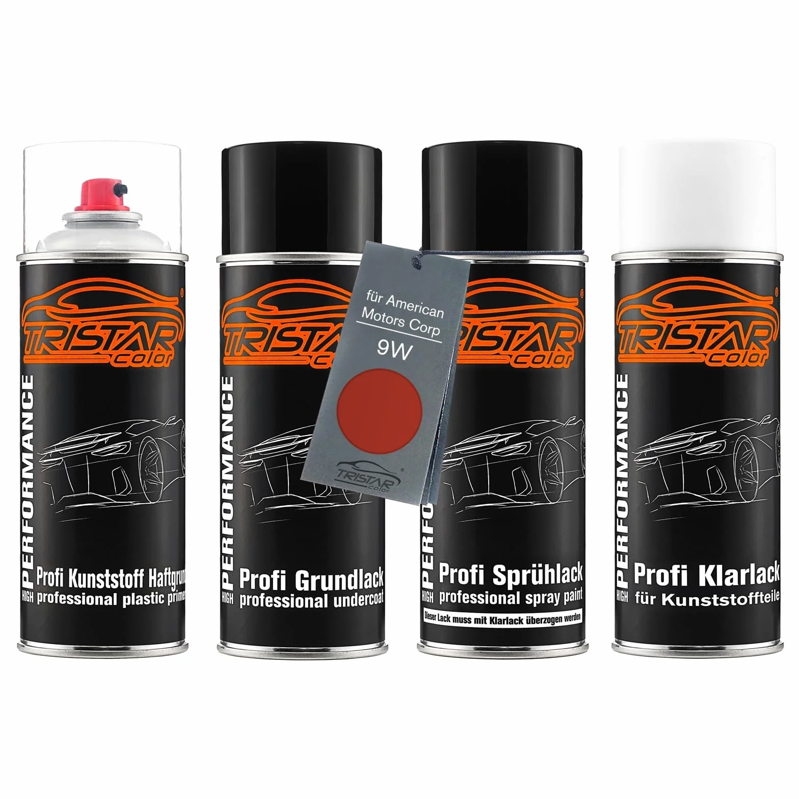 TRISTARcolor Zestaw w sprayu Lakier samochodowy do zderzaka z tworzywa sztucznego dla American Motors Corp 9W Mandarin Orange