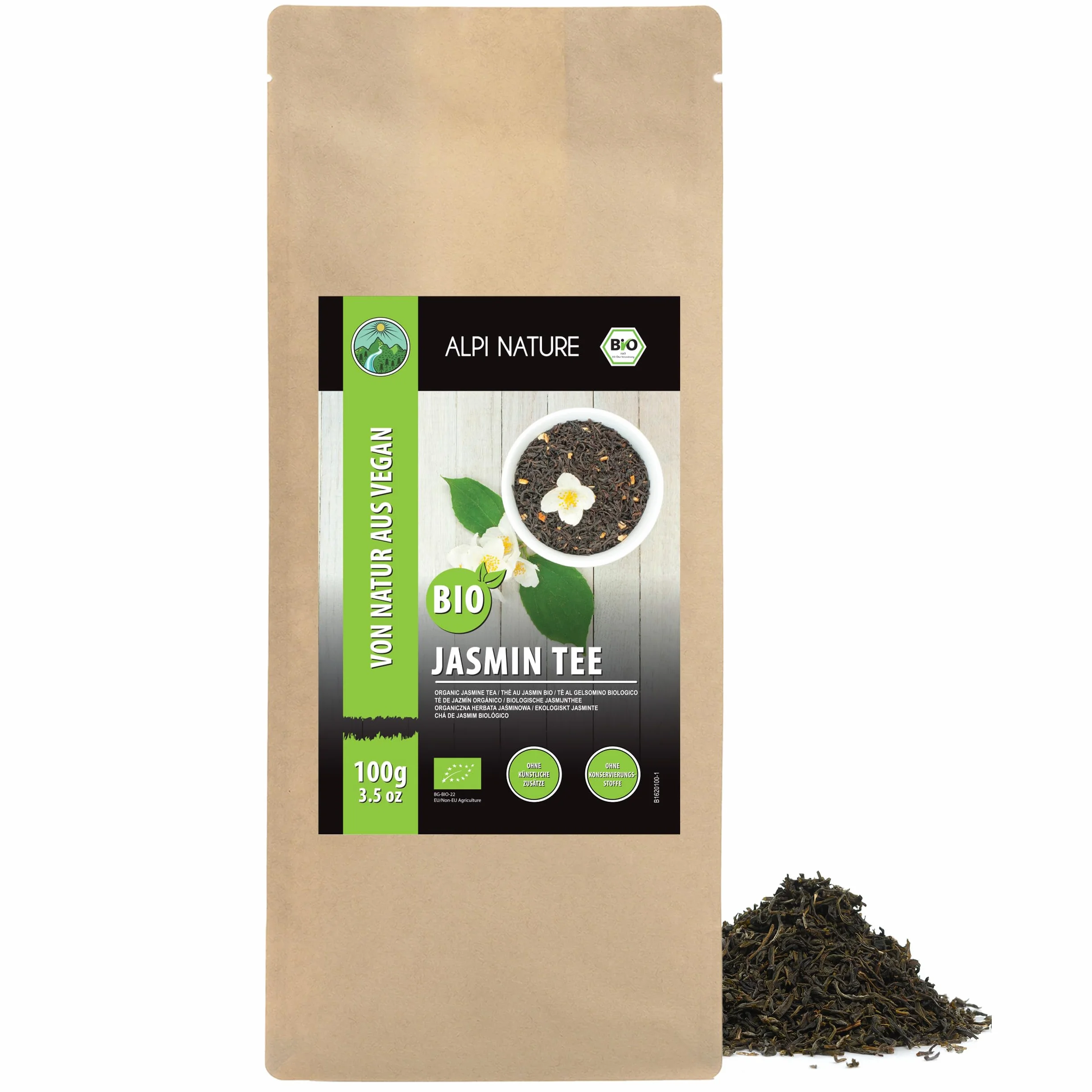 Alpi Nature Ekologiczna Herbata Jaśminowa 100g Zielona Herbata z Kwiatami Jaśminu