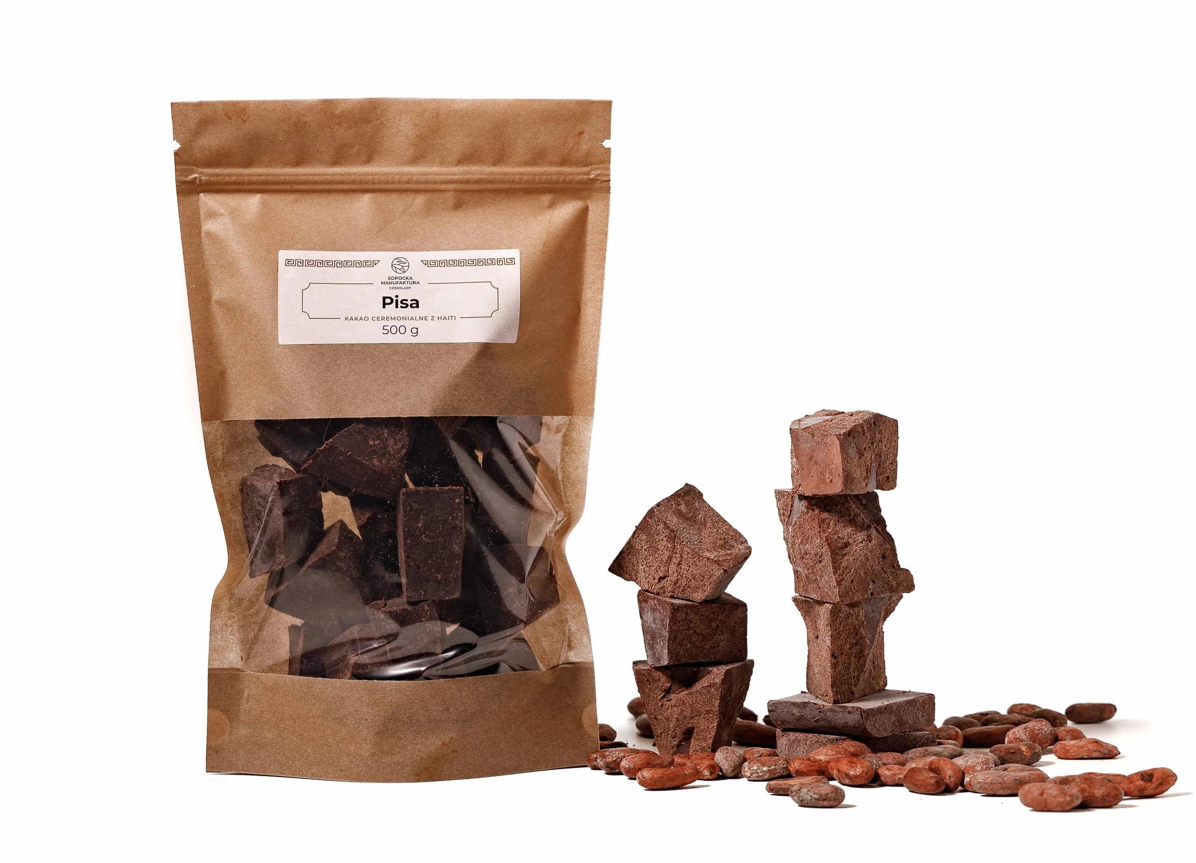 Ceremonialne Kakao Pisa - Masa Kakaowa 500g - Duchowe Surowe Kakao do Picia - Keto Czekolada Bez Cukru