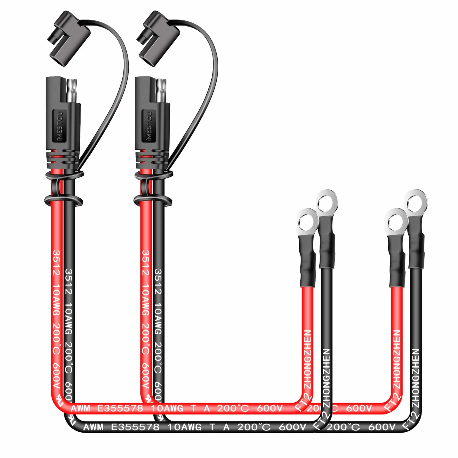iMESTOU 10AWG SAE Kable 2-pinowe szybkozłączki na oryginalnej uprzęży zaciskowej, kable przedłużające, złącza SAE, do motocykli 12 V/24 V, MTB, kosiarki do trawy, ciężarówki (2)