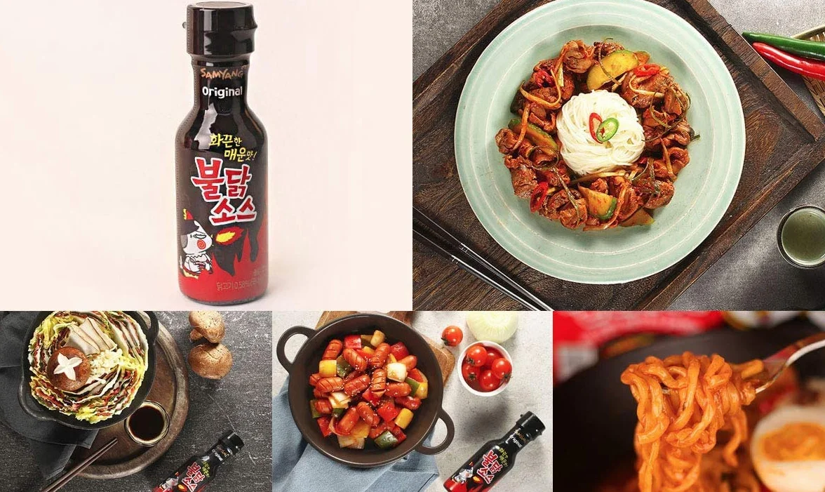 Zestaw Sosów Samyang - Pikantny Sos Z Kurczakiem - Ekstremalnie ostry sos - Koreańska Wyzwanie Z Pieprzową Makaronem (2 x 200g)