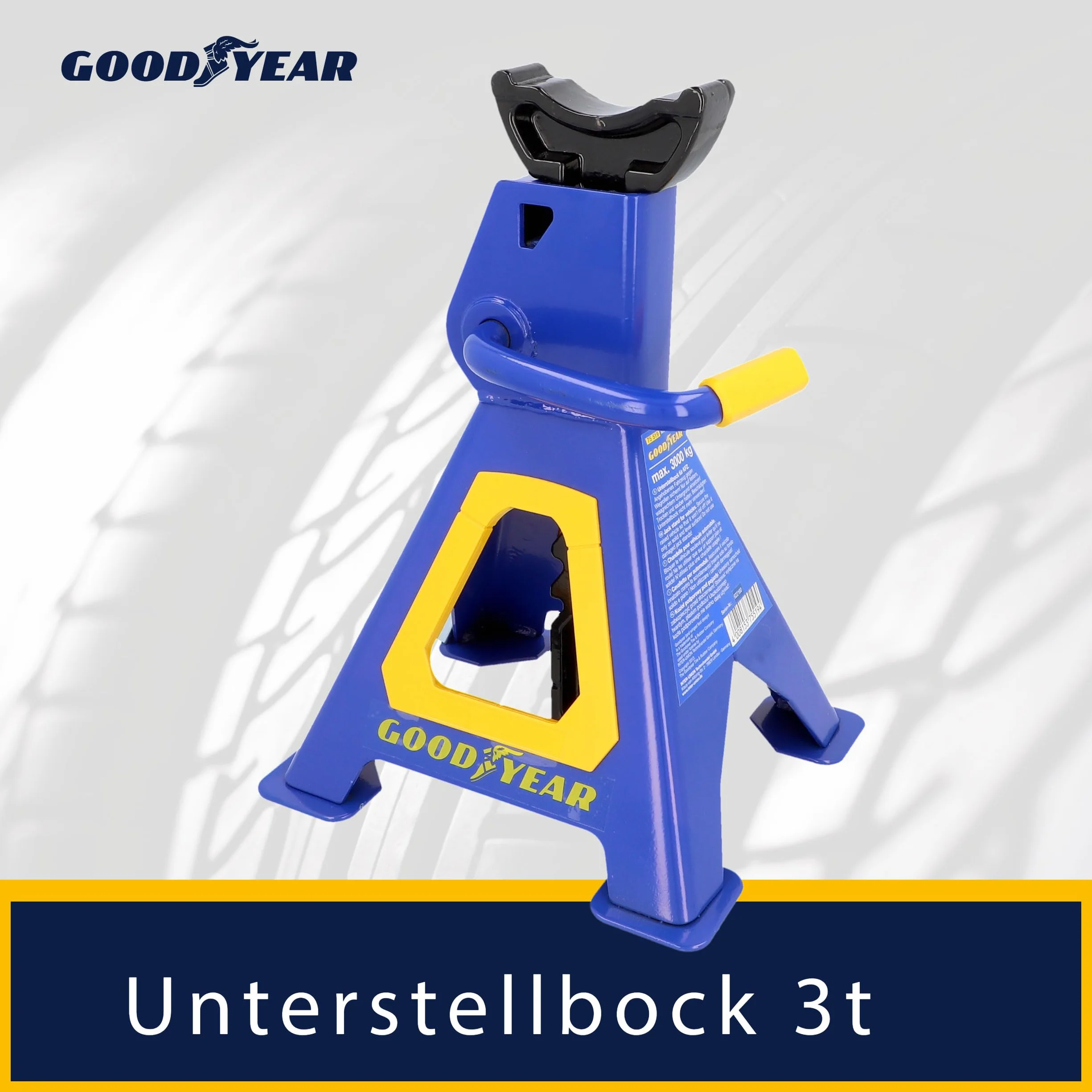 GOODYEAR Premium stojak warsztatowy 3 tony, regulacja wysokości 280-420 mm, niebieski