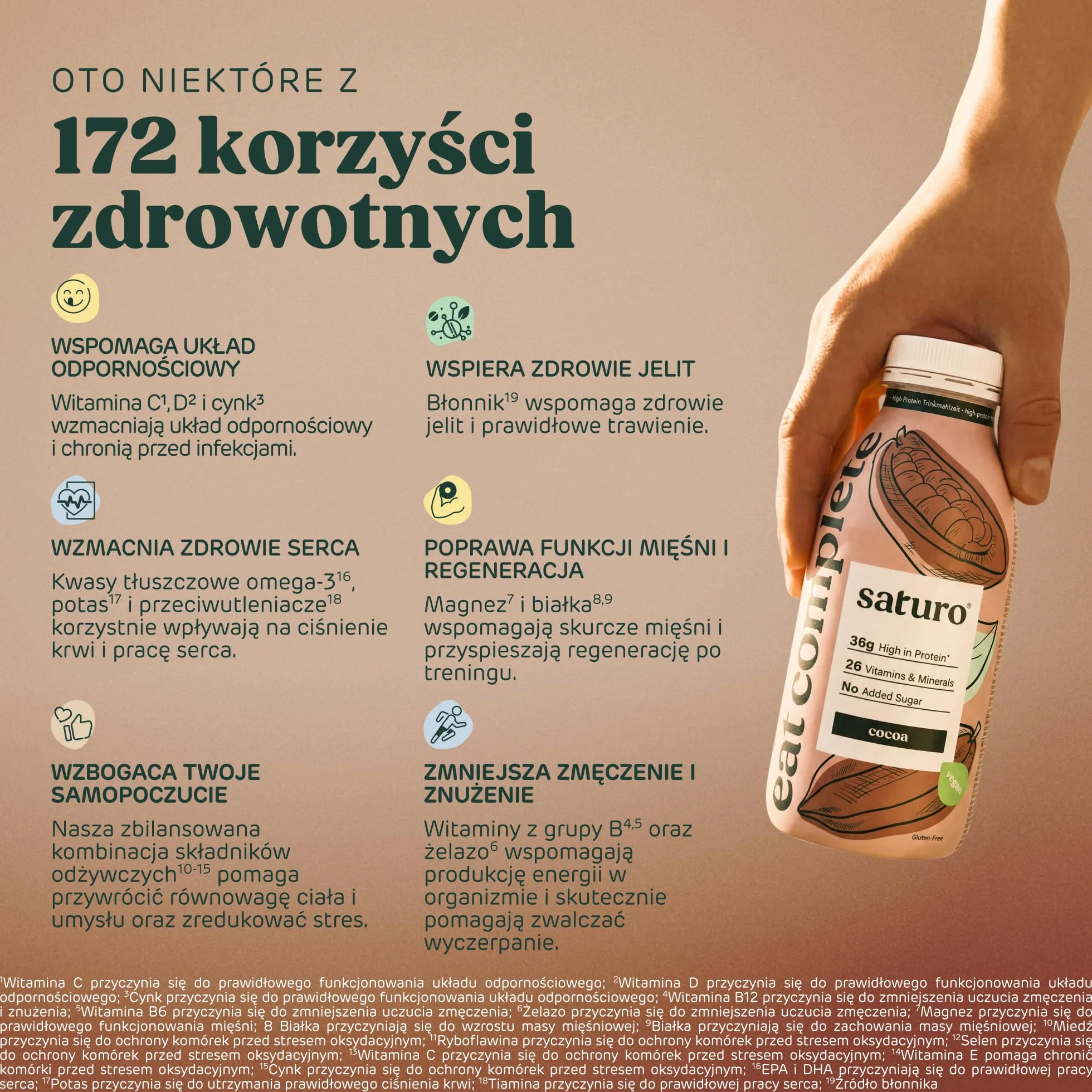 Saturo żywność dla astronautów, płynne jedzenie z białkiem, bezlaktozowe, bezglutenowe, wegańskie