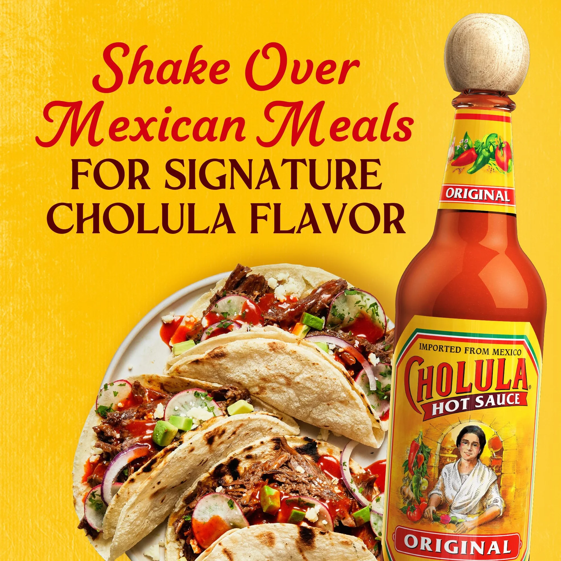 Cholula Oryginalny gorący sos z drewnianą nakładką, 5 oz