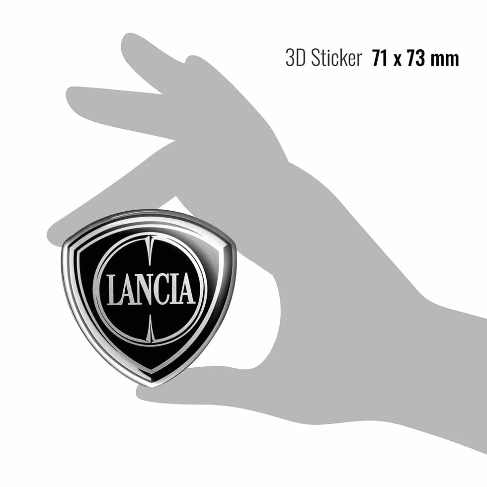 Lancia 21265 oficjalne logo naklejki 3D na Ypsilon, tył, czarny, 71 x 73 mm